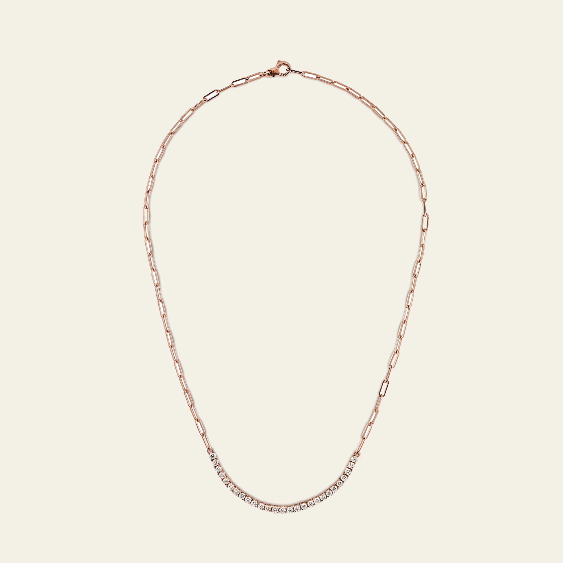 Diamond and Gold Paperclip Chain Necklace