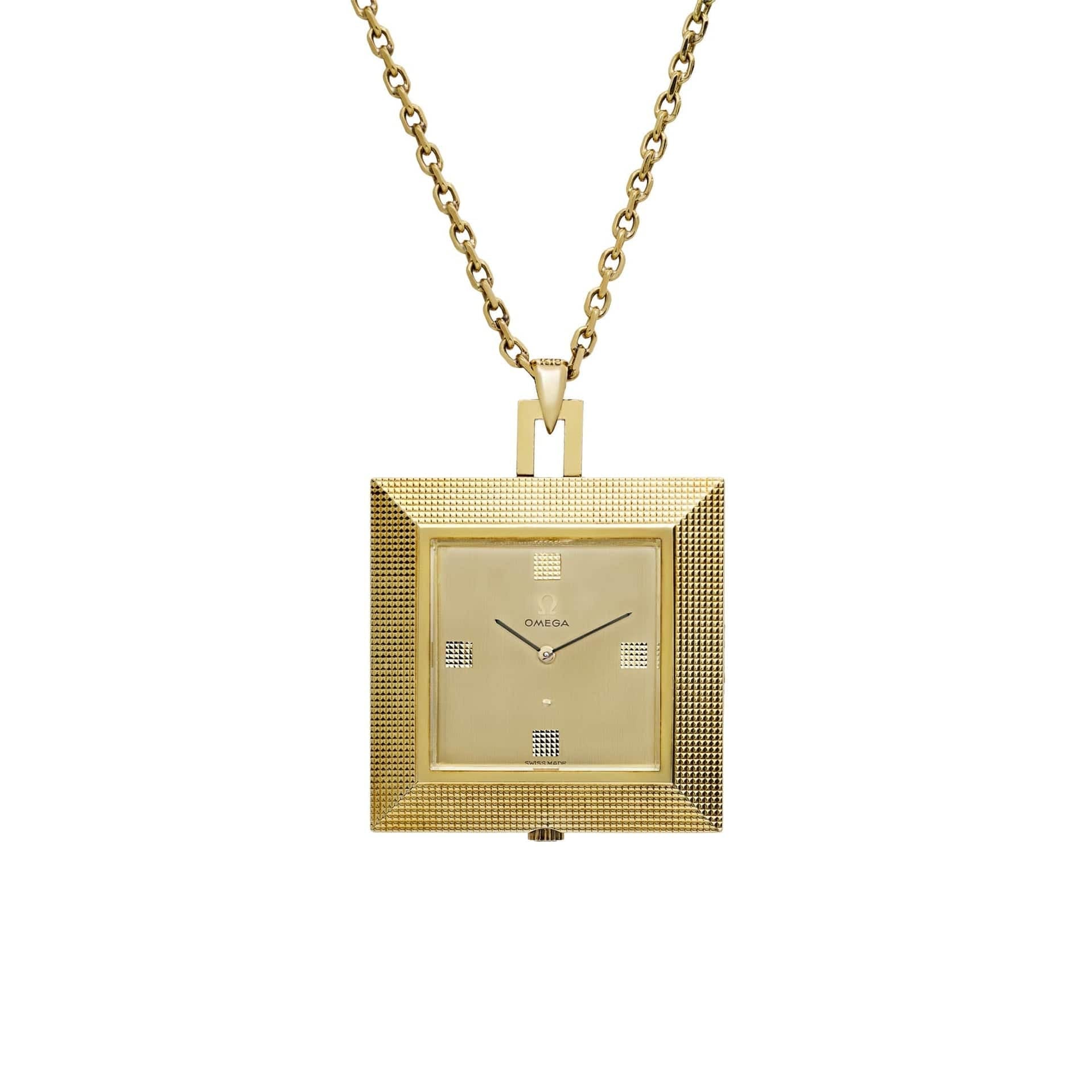 Omega Square Pocket Watch 1715 Yellow Gold Gold Dial