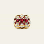 Oval Marquise Ruby and Diamond Dome Ring