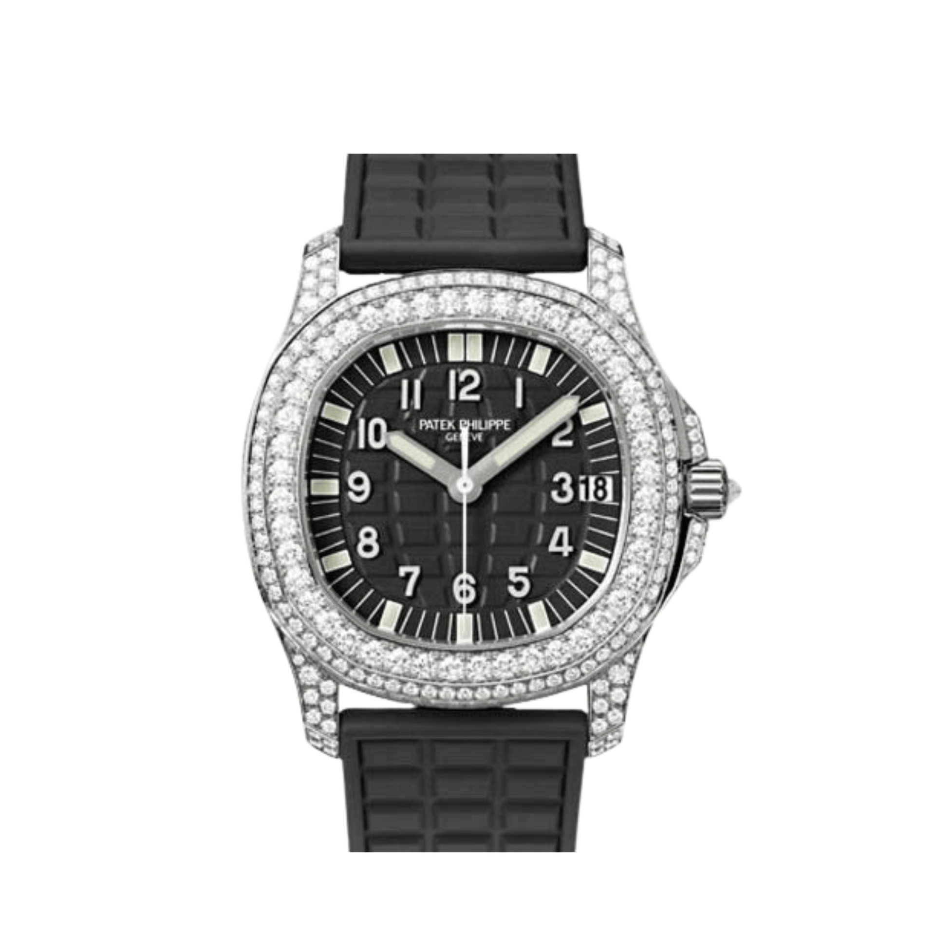 Patek Philippe Aquanaut Luce 5069G-001 'Ladies' White Gold Black Dial Diamond Bezel