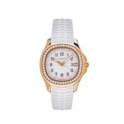 Luxury Watch Patek Philippe Aquanaut Luce Rose Gold Diamond Bezel White Dial 5268/200R-001 Wrist Aficionado