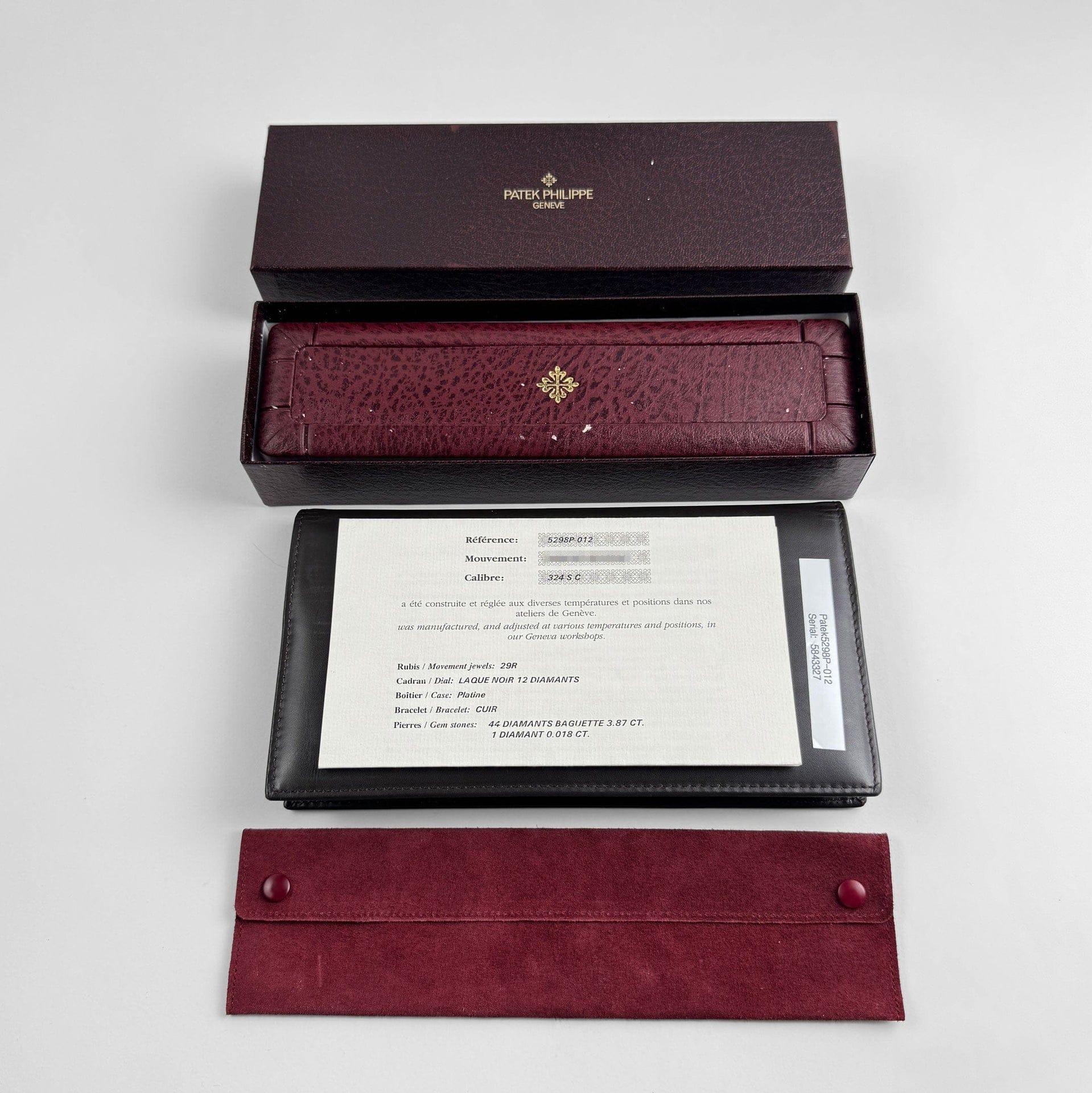 Patek Philippe Calatrava 5298P-012 Platinum Black Diamond Dial Diamond Bezel (2015)