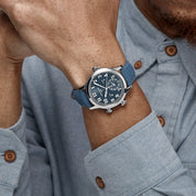 Patek Philippe Calatrava 7234A 'Pilot' Travel Time 'Ladies' Stainless Steel Blue-Grey Dial Singapore Edition