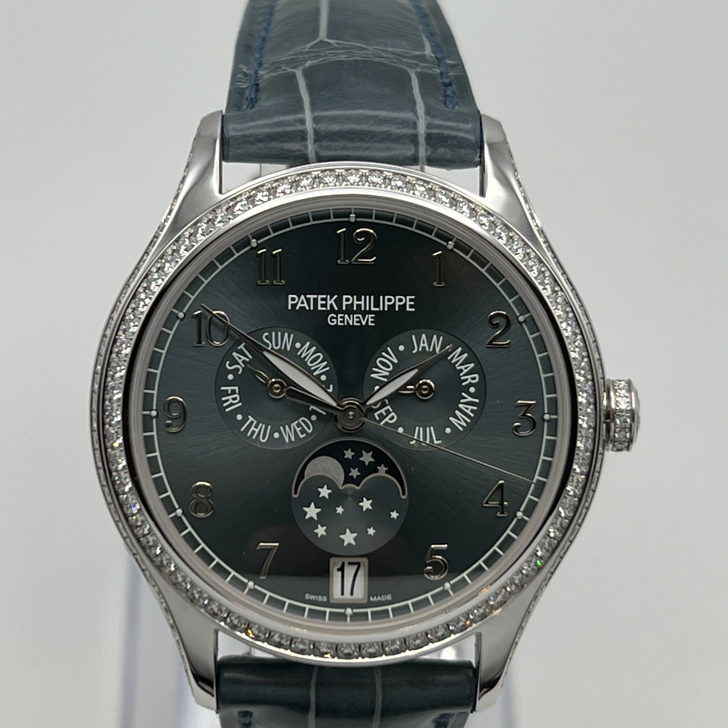 Patek Philippe Complications Annual Calendar White Gold Blue Dial 4947G-001 Wrist Aficionado