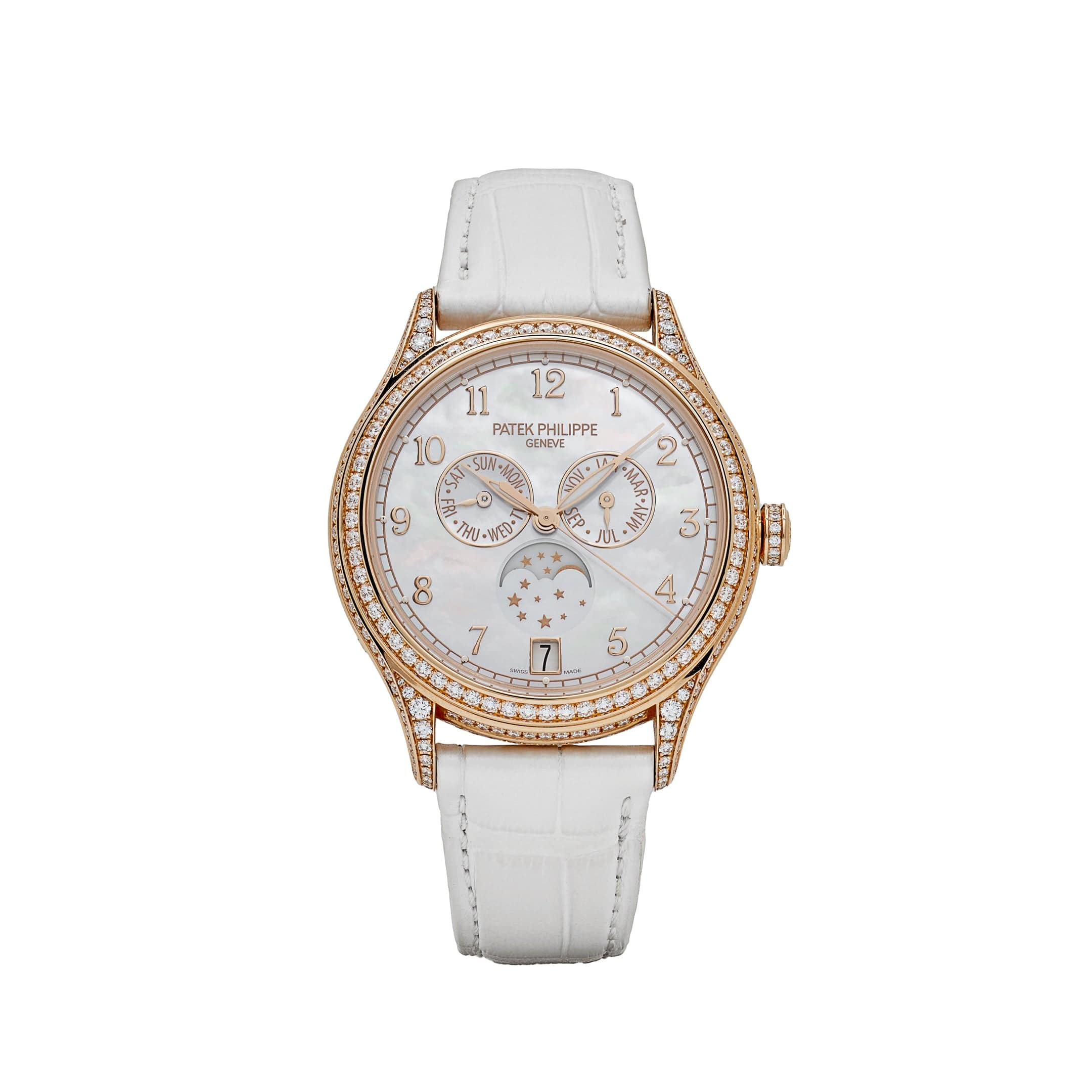 Patek Philippe Complications 4948R-001 Annual Calendar Moon Phases Rose Gold  Mother-of-Pearl Dial Diamond Bezel (2022)