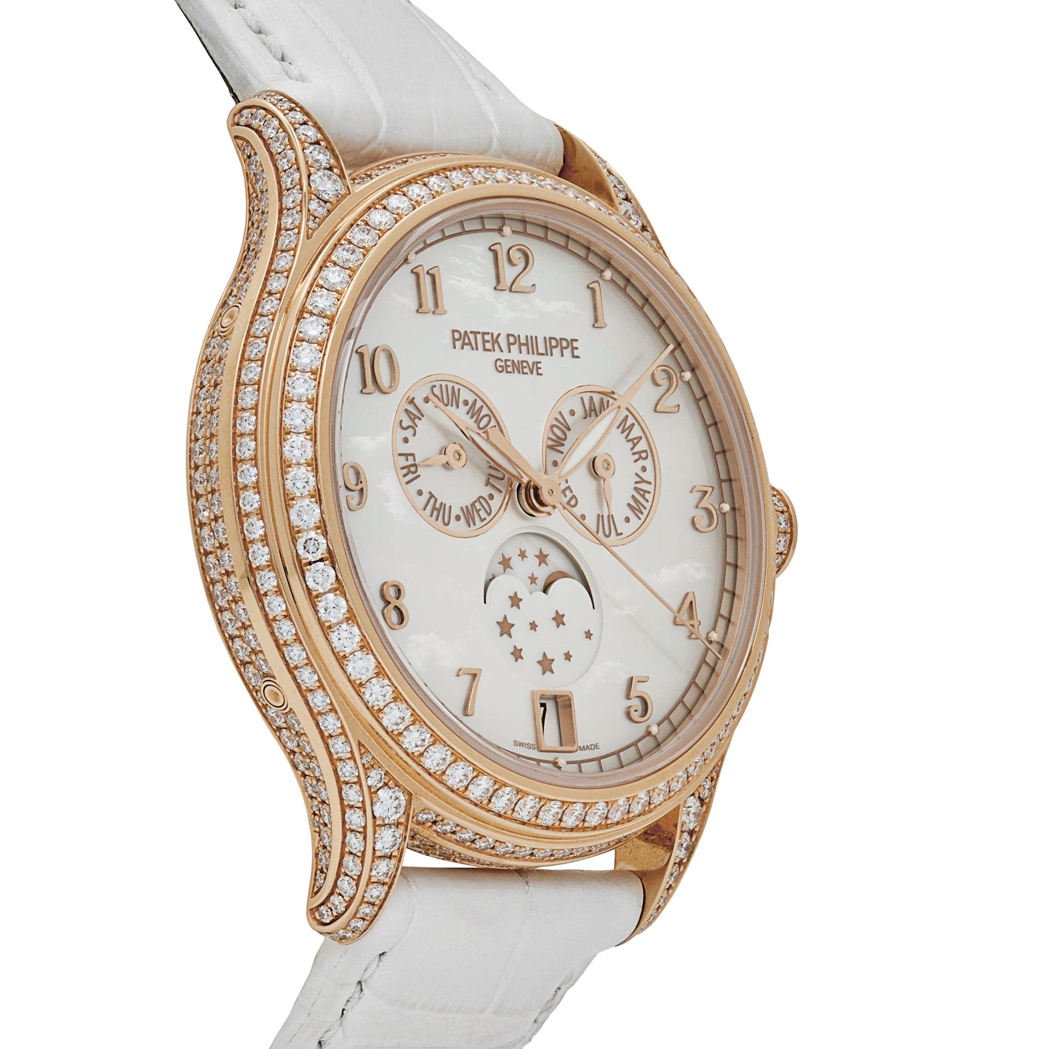 Patek Philippe Complications 4948R-001 Annual Calendar Moon Phases Rose Gold  Mother-of-Pearl Dial Diamond Bezel