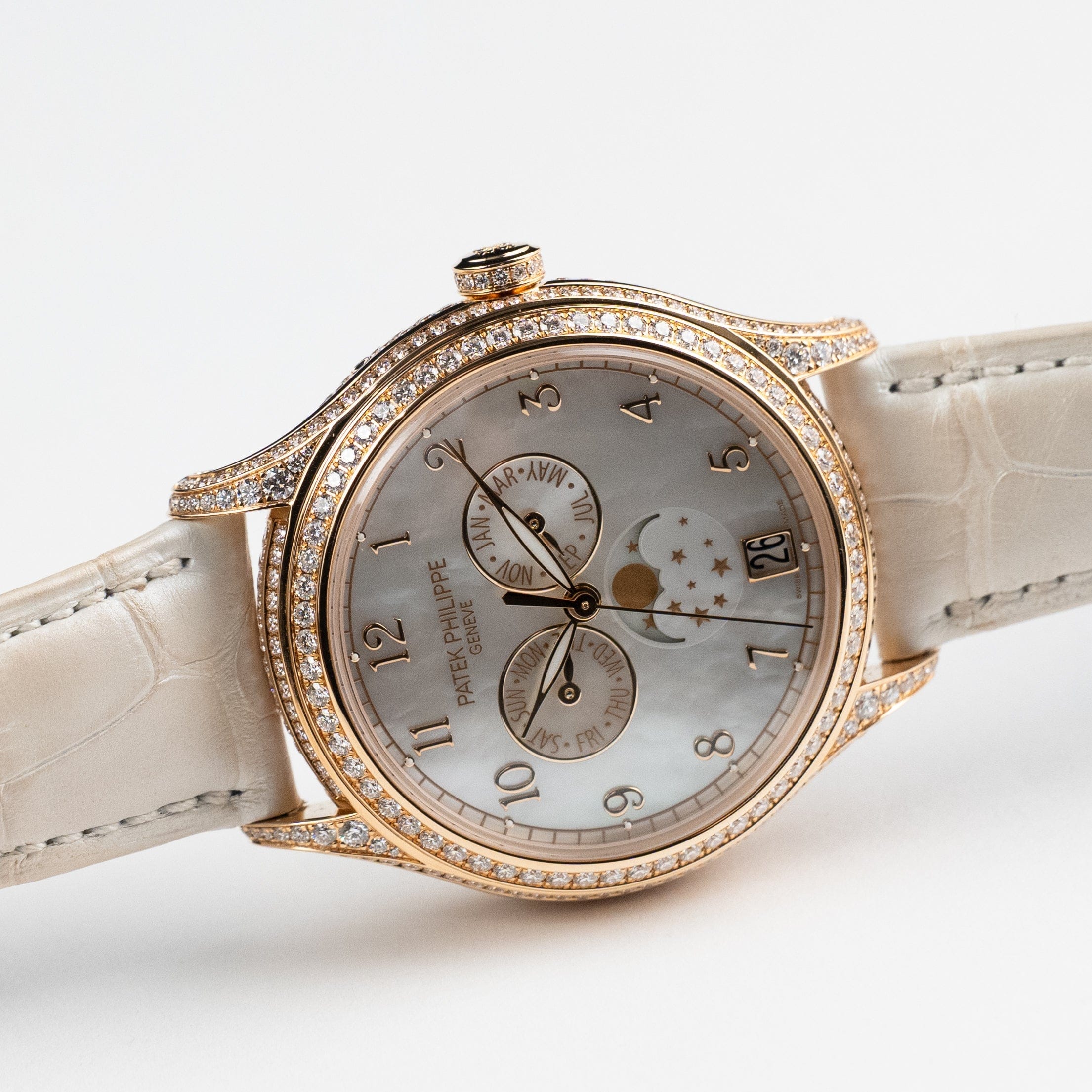 Patek Philippe Complications 4948R-001 'Ladies' Annual Calendar Moon Phases Rose Gold Mother of Pearl Dial Diamond Bezel (2025)