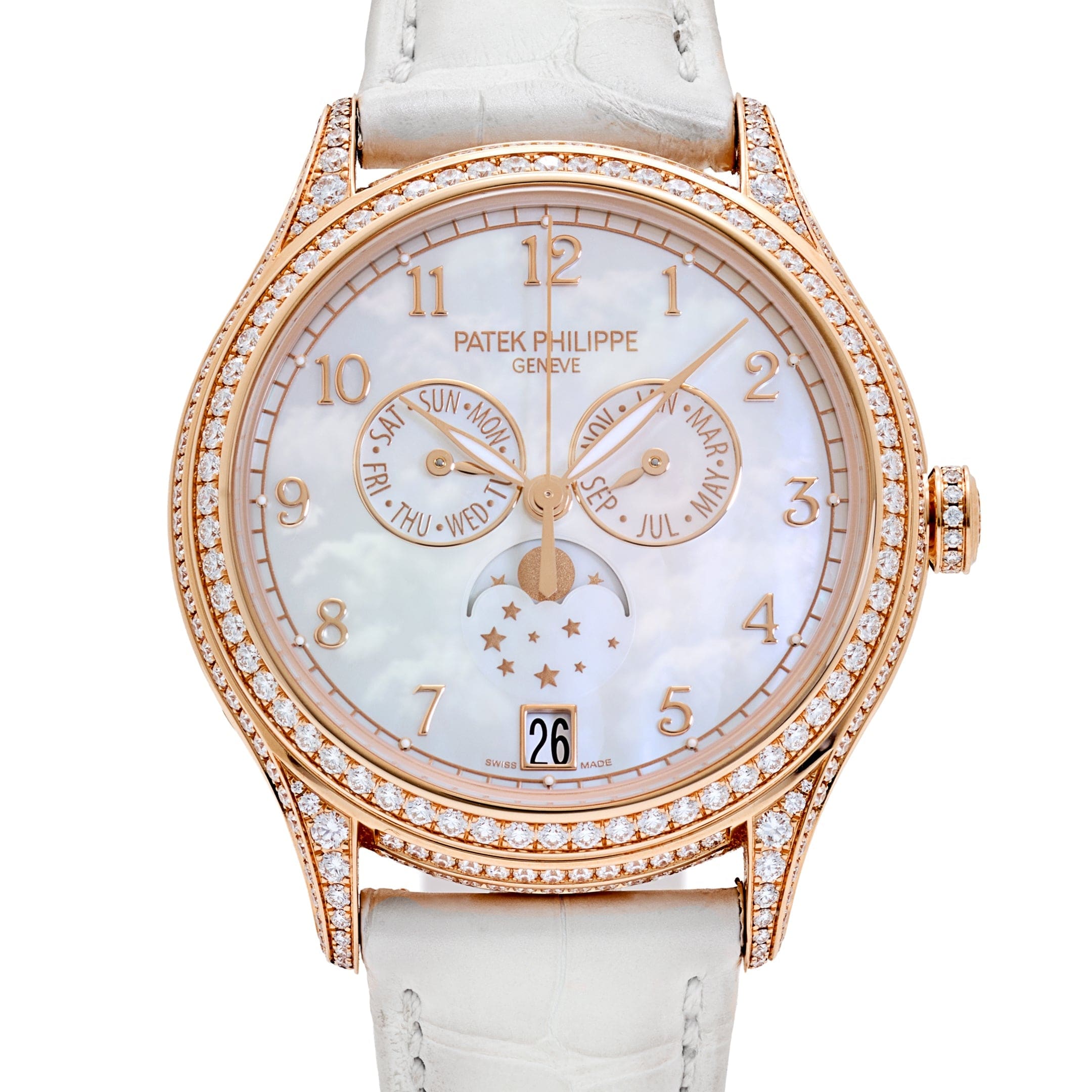 Patek Philippe Complications 4948R-001 'Ladies' Annual Calendar Moon Phases Rose Gold Mother of Pearl Dial Diamond Bezel (2025)