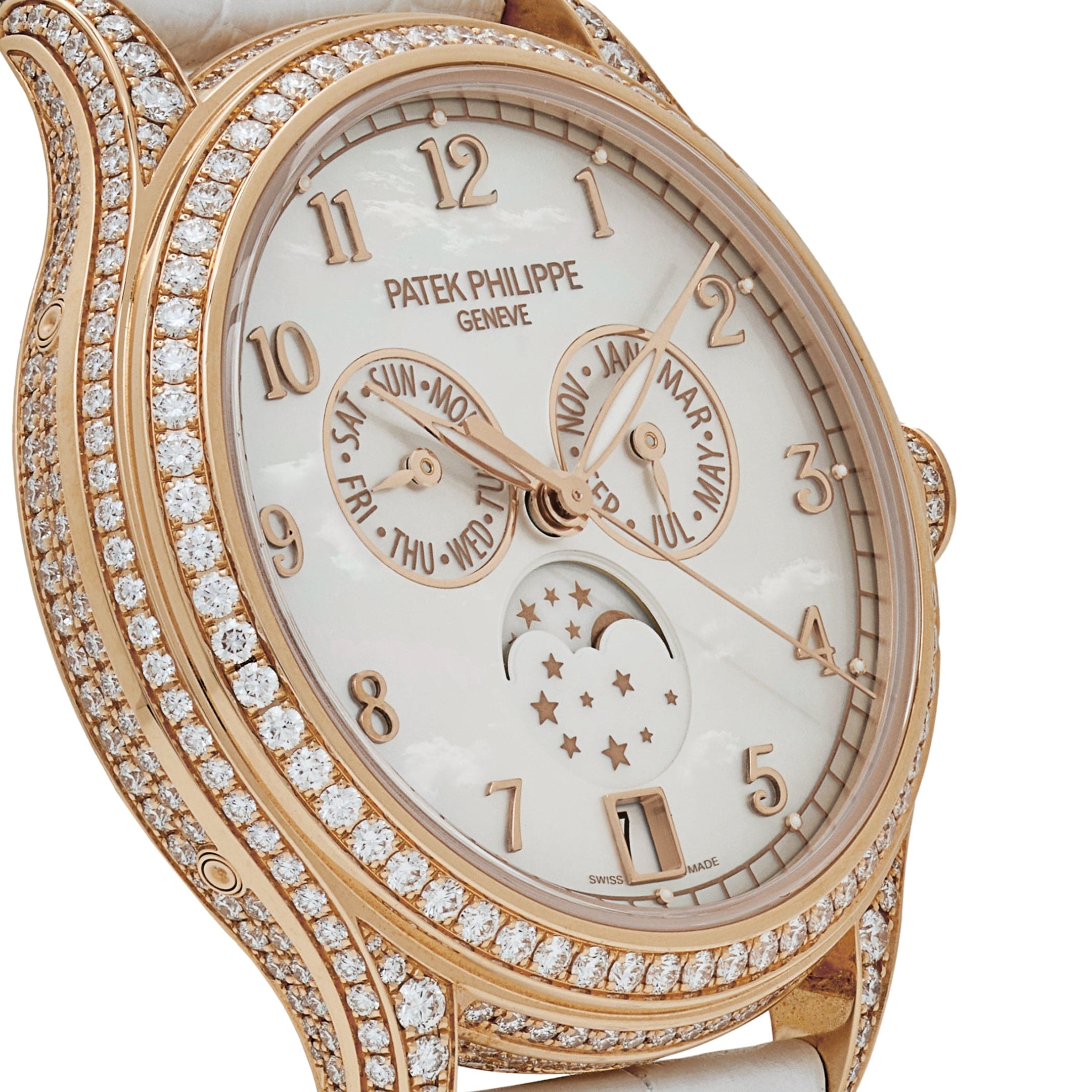 Patek Philippe Complications 4948R-001 'Ladies' Annual Calendar Moon Phases Rose Gold Mother of Pearl Dial Diamond Bezel