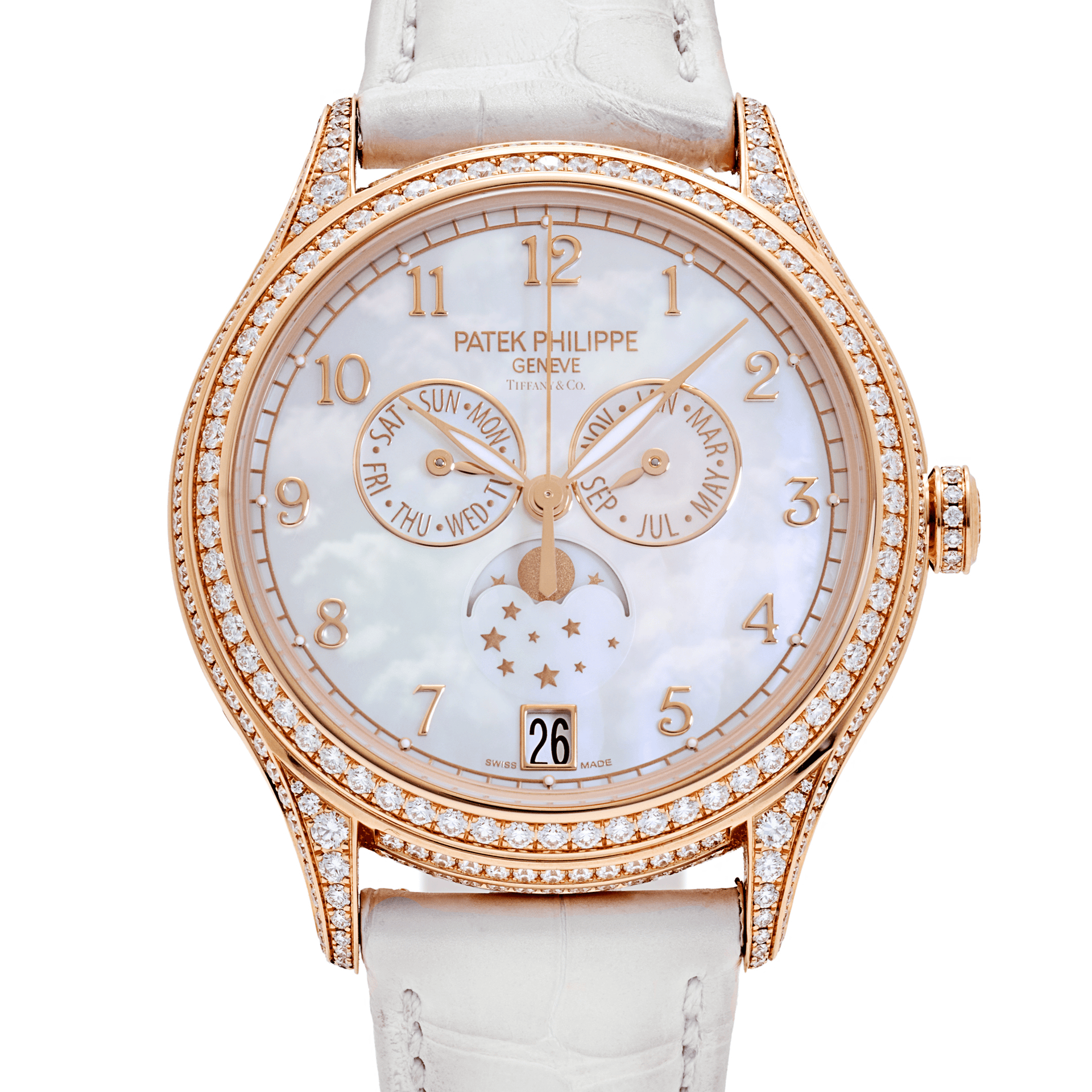 Patek Philippe Complications 4948R-001 'Tiffany & Co.' Ladies Annual Calendar Moon Phases Rose Gold Mother of Pearl Dial Diamond Bezel (2022)