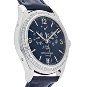 Patek Philippe Complications Diamond Moon Phase White Gold Blue Dial 5147G-001 Wrist Aficionado