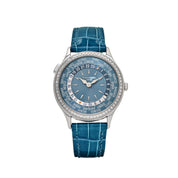 Patek Philippe Complications 7130G-016 Ladies World Time l White Gold Gray-Blue Dial Diamond Bezel (2024)