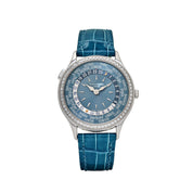 Patek Philippe Complications 7130G-016 World Time l White Gold Gray-Blue Dial Diamond Bezel (2022)