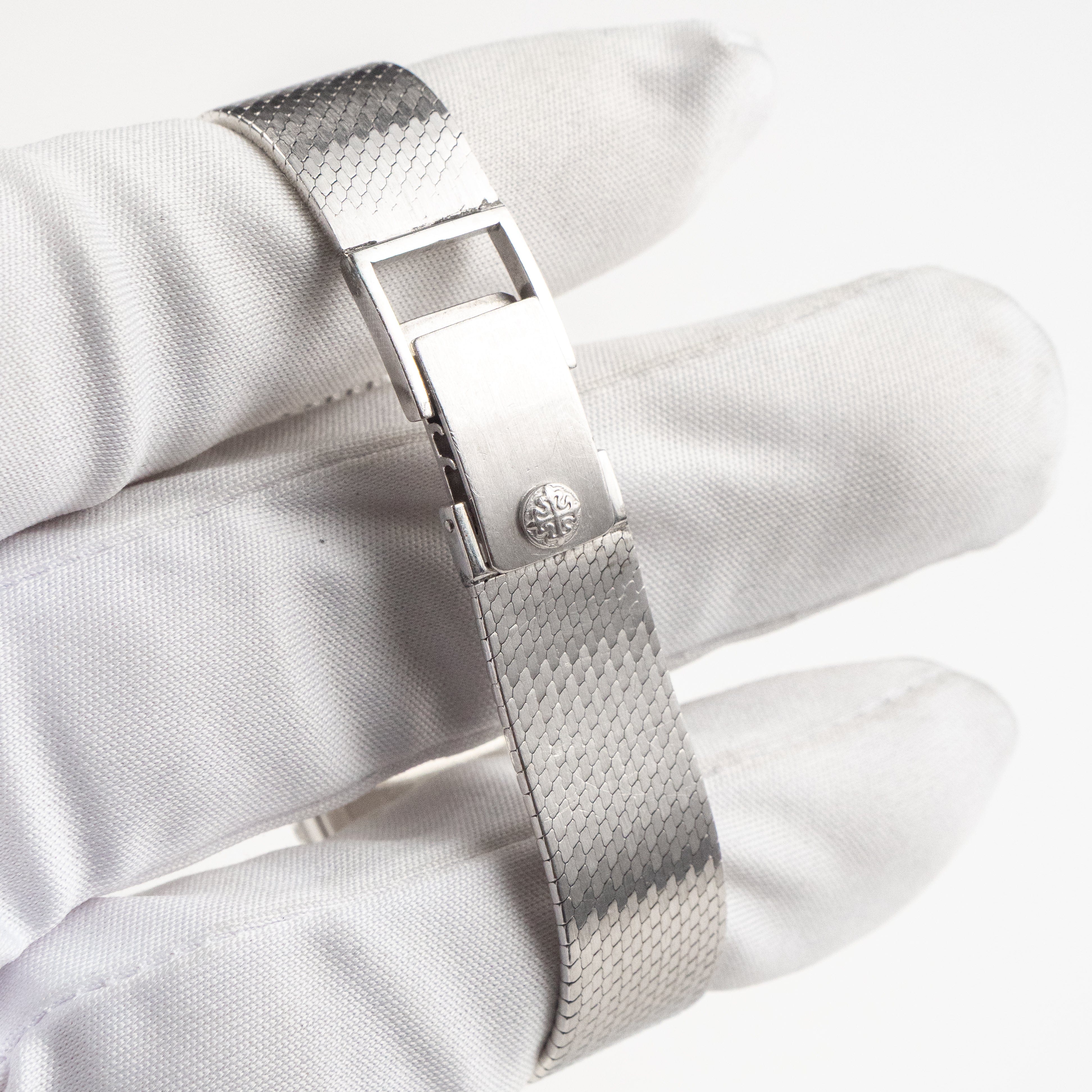 Patek Philippe Ellipse 3377 White Gold Silver Dial Diamond Bezel