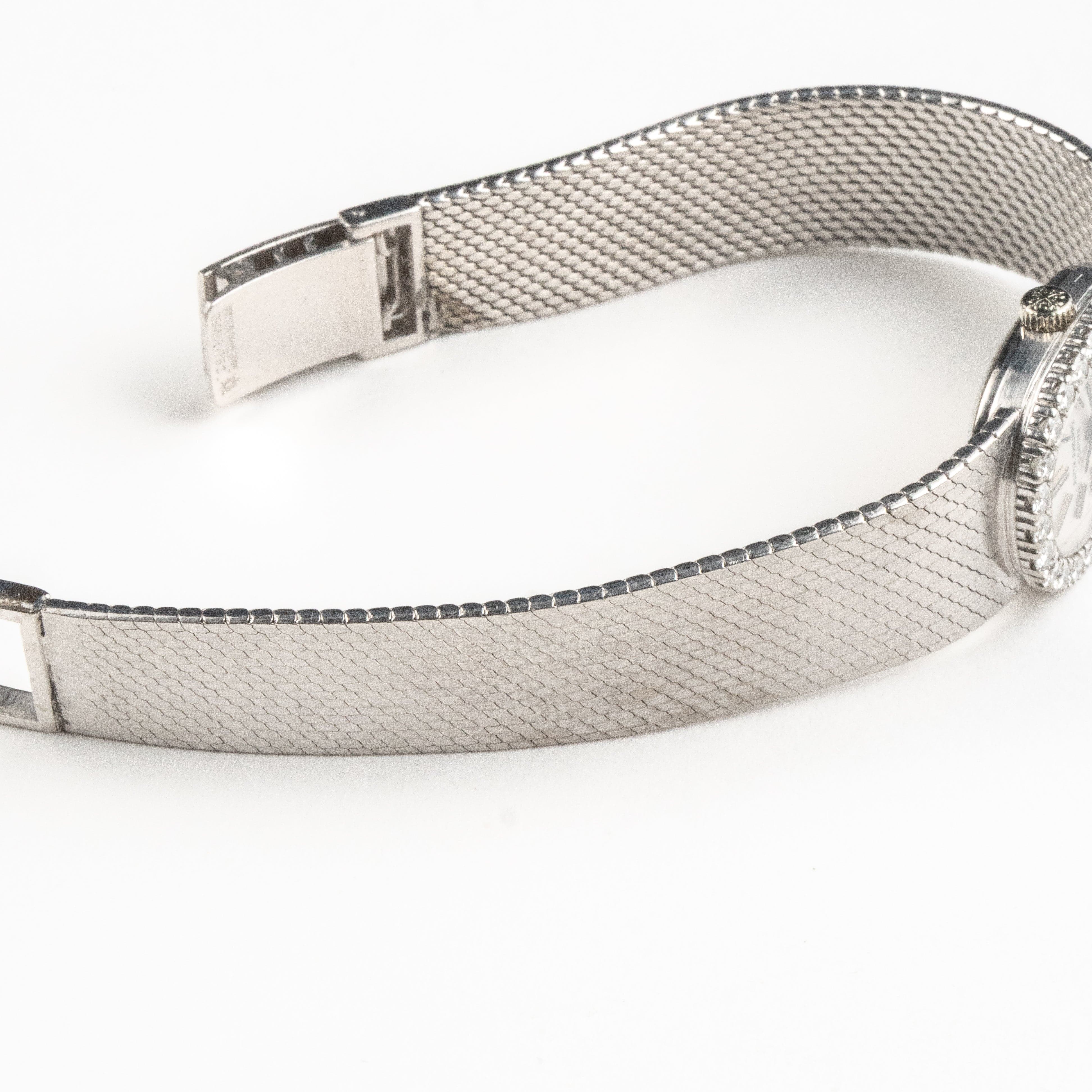 Patek Philippe Ellipse 3377 White Gold Silver Dial Diamond Bezel