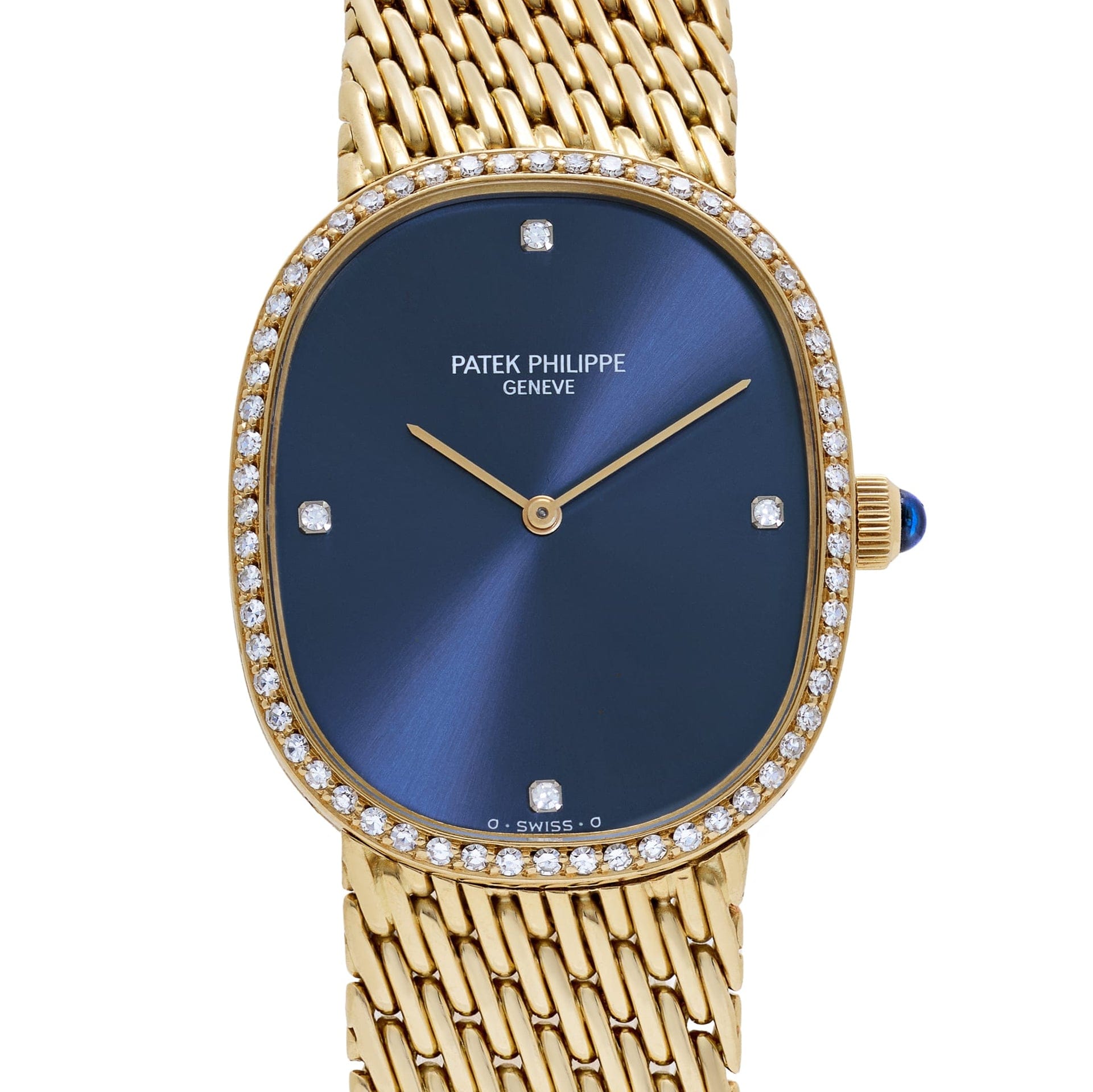 Patek Philippe Ellipse 3849/8 Yellow Gold Blue Diamond Dial Diamond Bezel