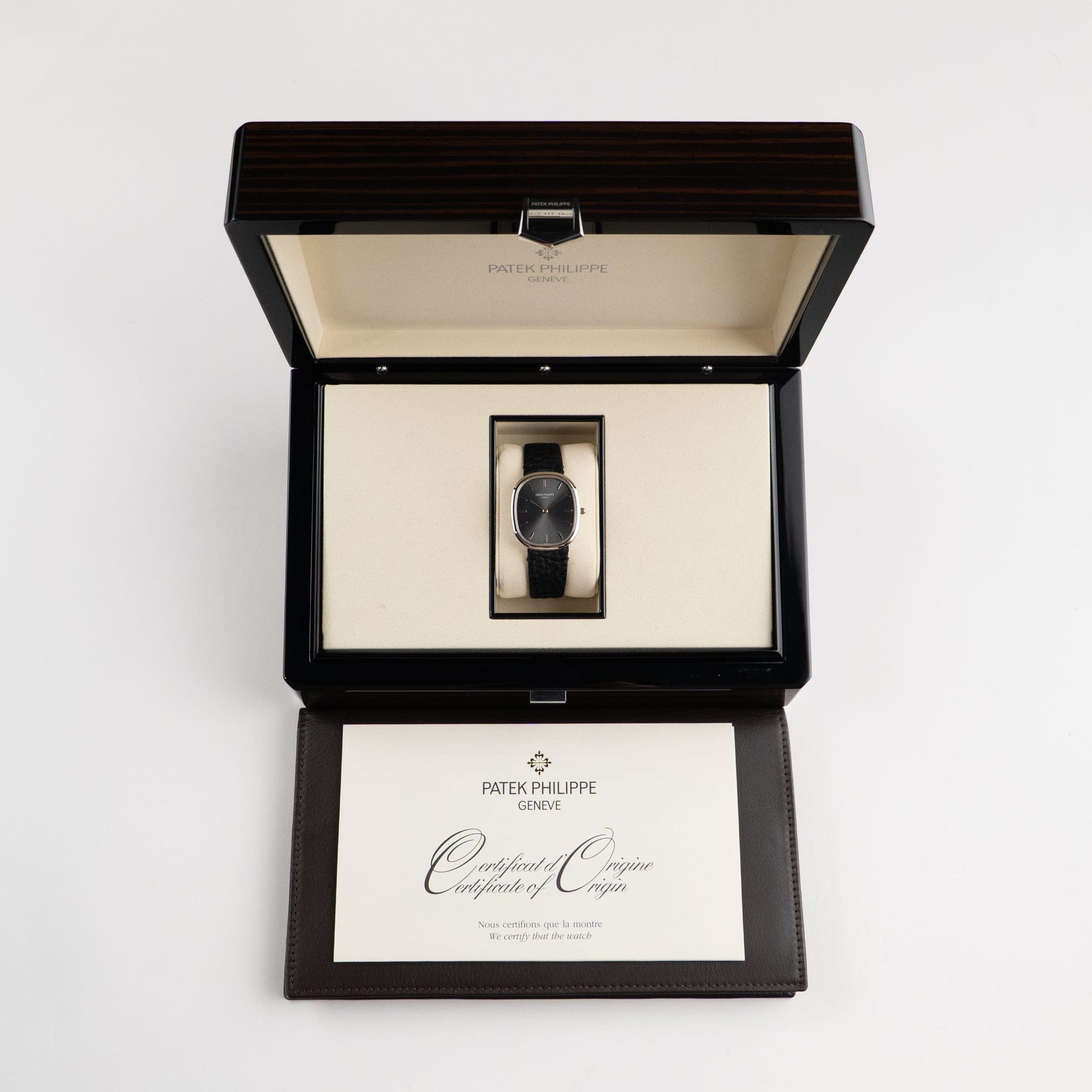 Patek Philippe Golden Ellipse 3738/100G-012 White Gold Dark Grey Dial (2008)