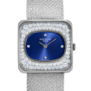 Patek Philippe Golden Ellipse 4126/1 White Gold Blue Diamond Dial Diamond Bezel