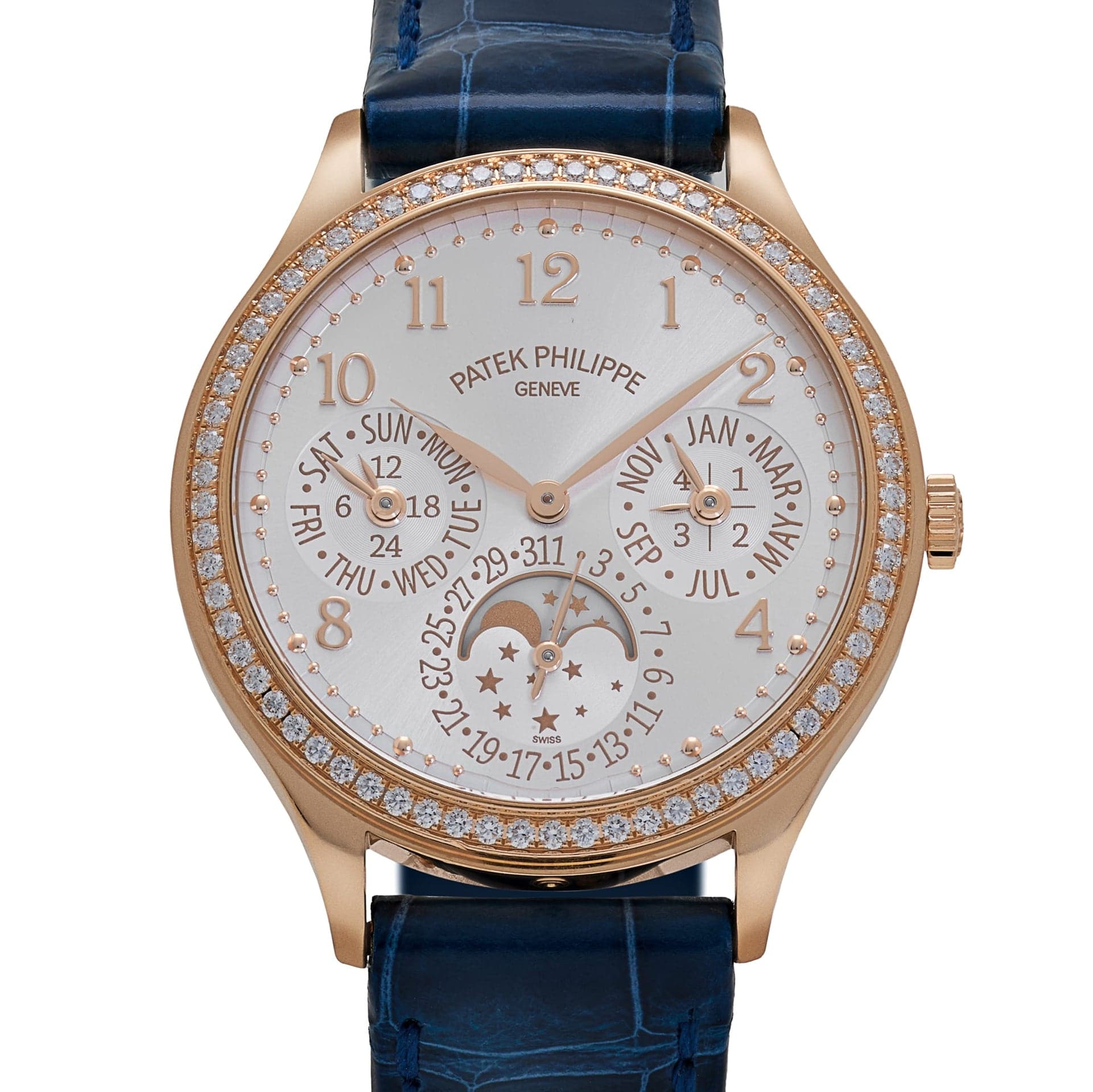 Patek Philippe Grand Complications 7140R-001 'Ladies' Perpetual Calendar Rose Gold Silvery Sunburst Dial Diamond Bezel (2018)