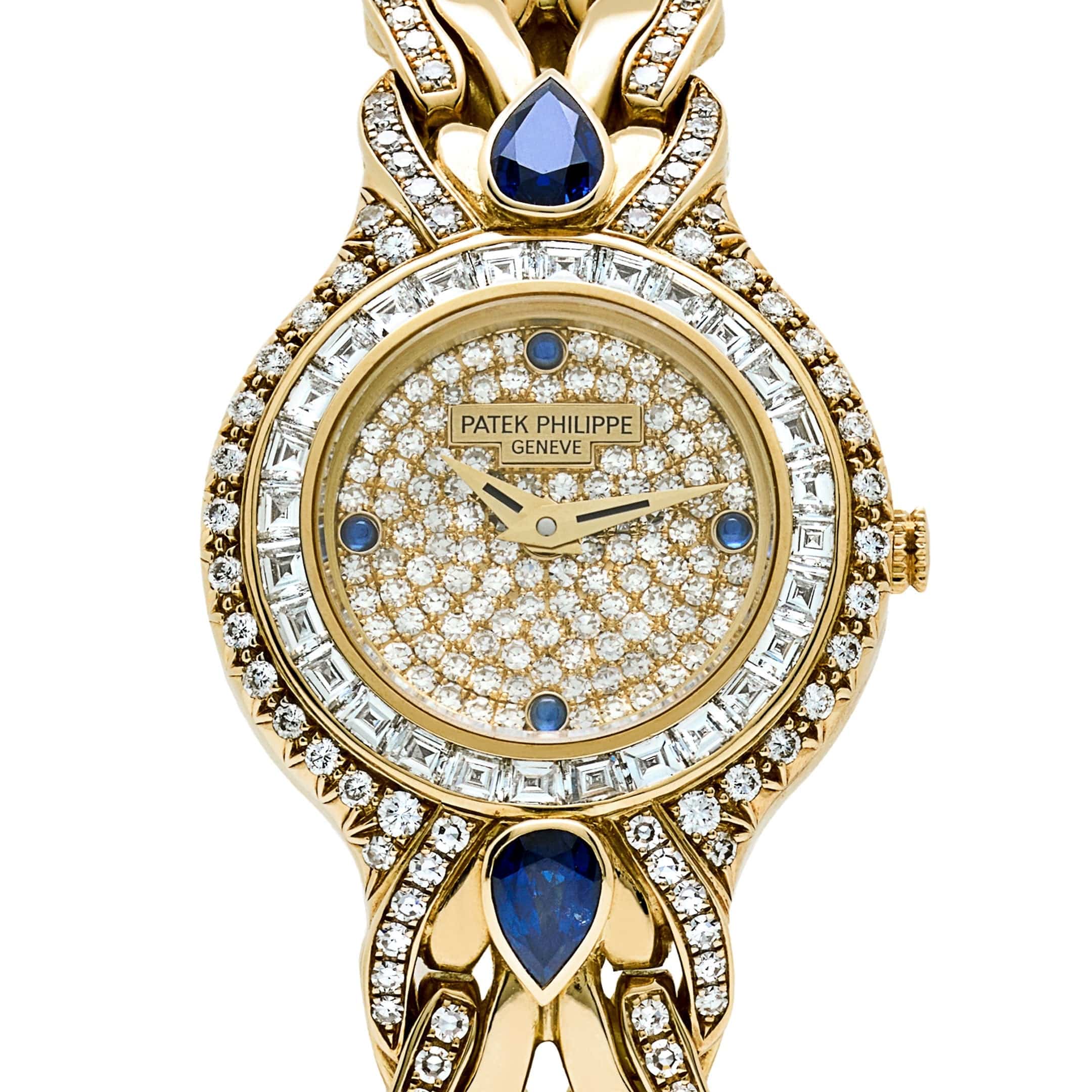 Patek Philippe La Flamme 4818/11 'Ladies' Yellow Gold Diamonds Blue Sapphires Quartz