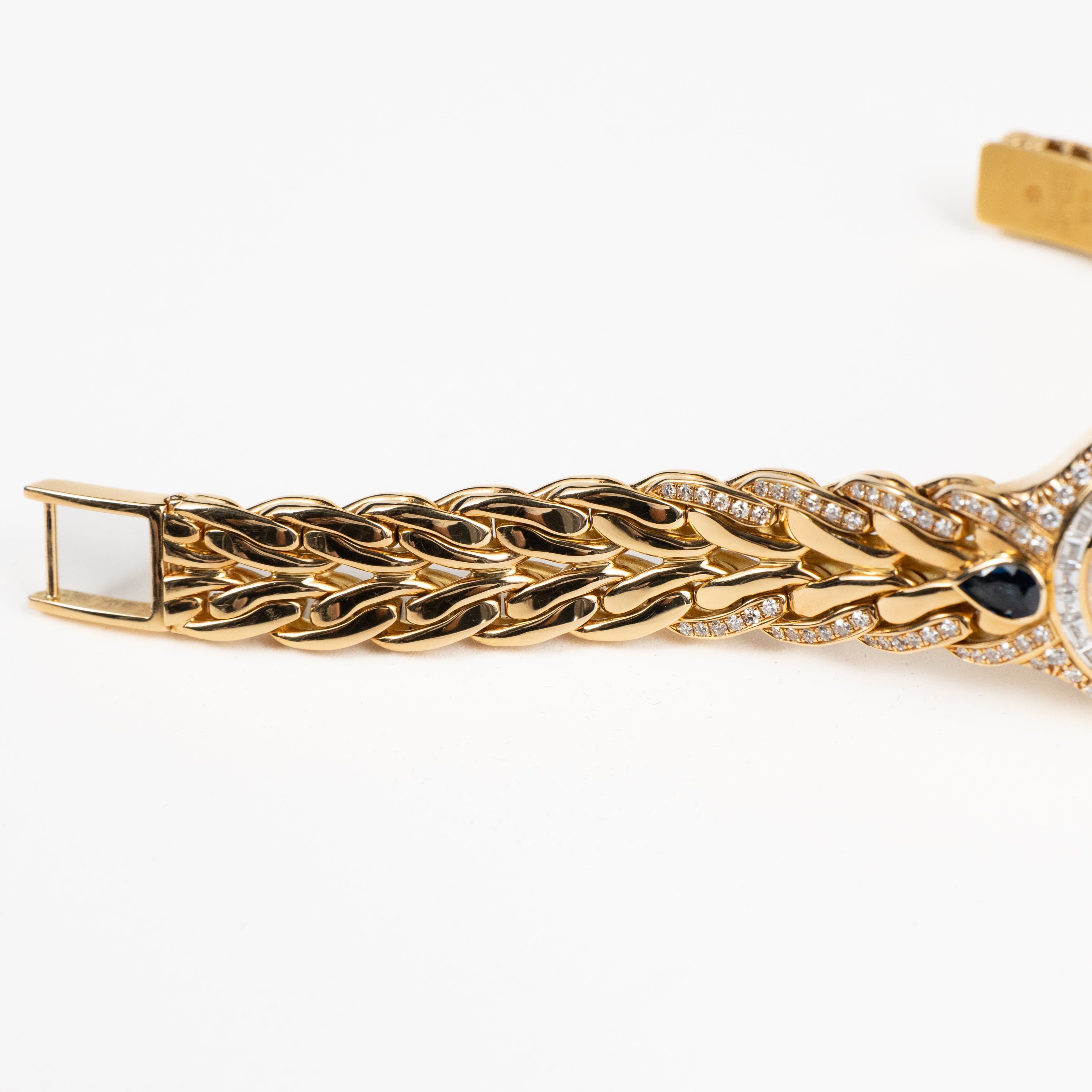 Patek Philippe La Flamme 4818/11 'Ladies' Yellow Gold Diamonds Blue Sapphires Quartz