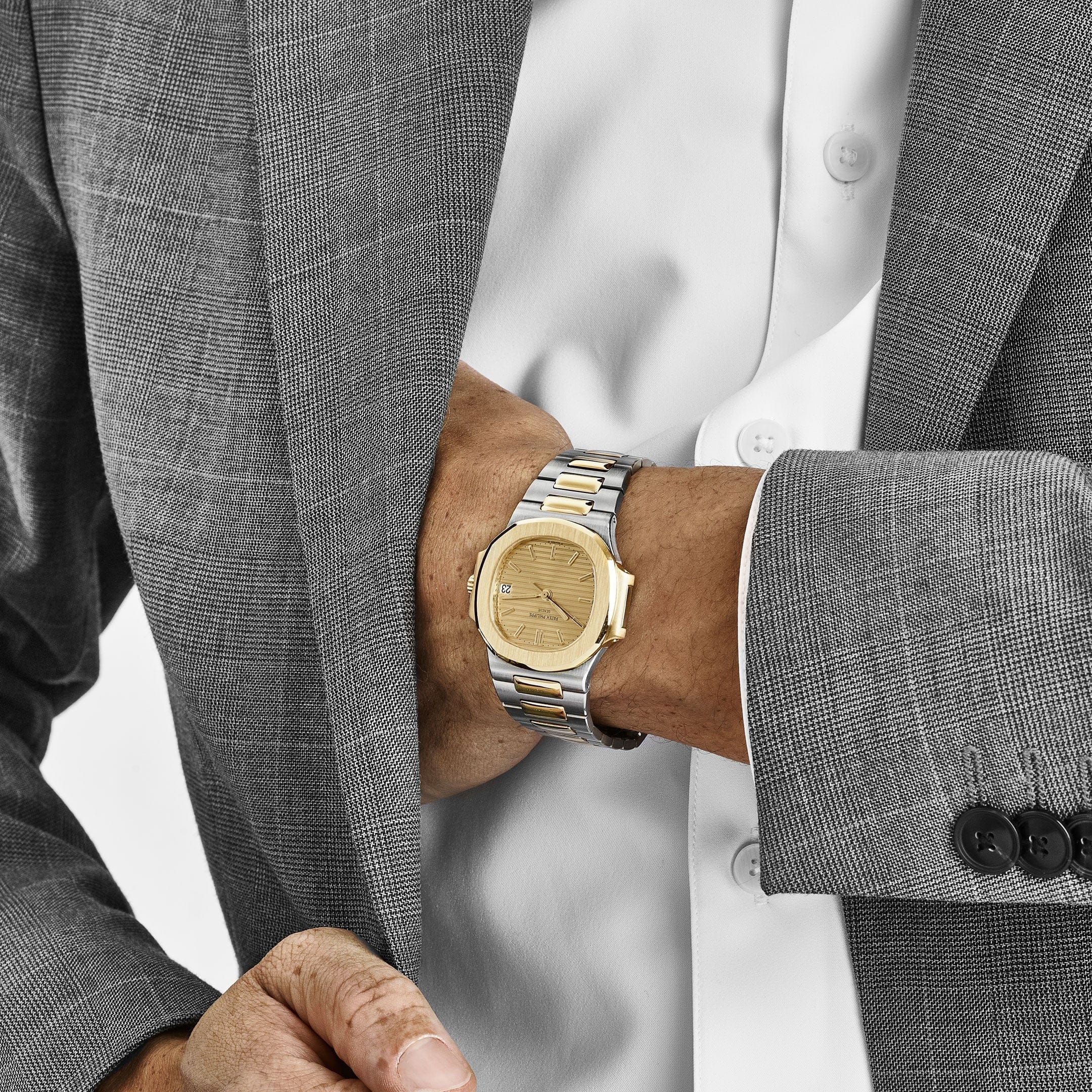 Patek Philippe Nautilus 3800/1AJ Stainless Steel Yellow Gold Champagne Dial