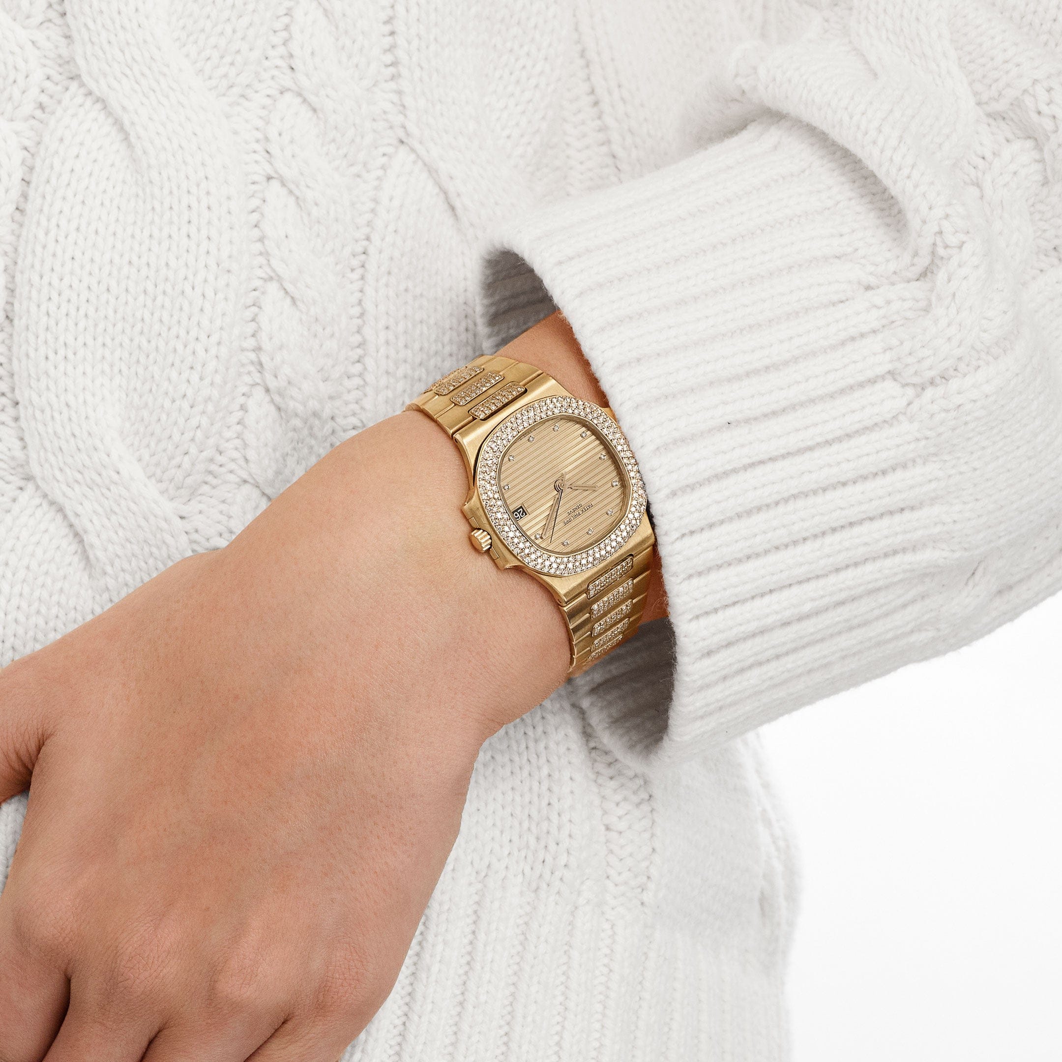 Patek Philippe Nautilus 3800/5 Yellow Gold Glided Gold Diamond Dial