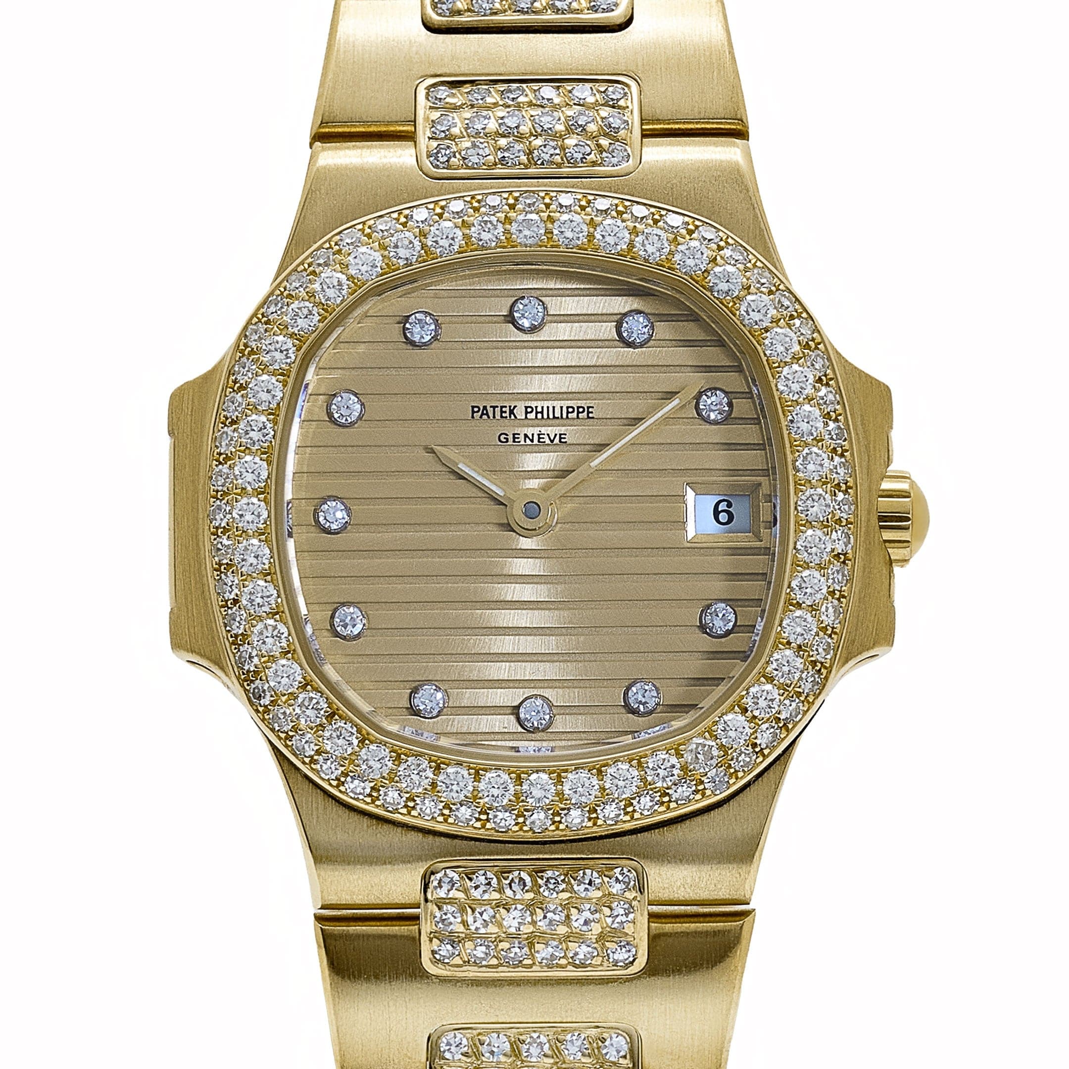 Patek Philippe Nautilus 4700 Yellow Gold Champagne Diamond Dial Diamond Bezel