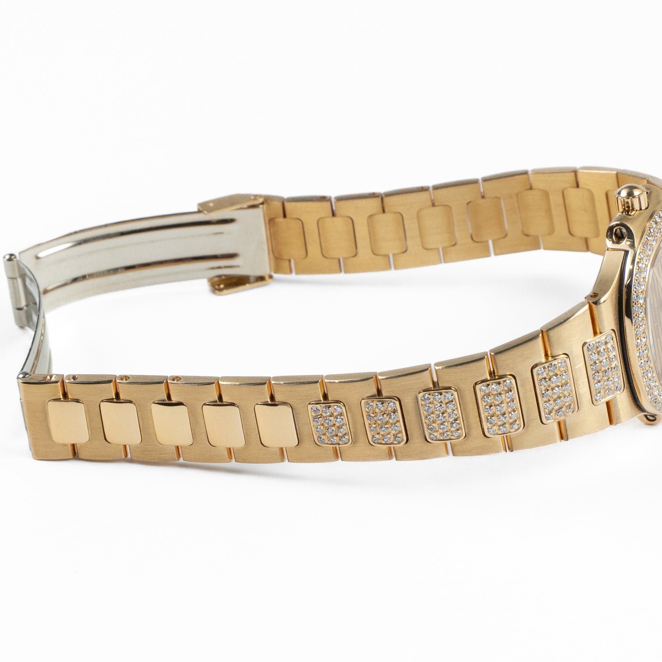 Patek Philippe Nautilus 4700 Yellow Gold Champagne Diamond Dial Diamond Bezel