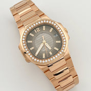 Patek Philippe Nautilus 7010/1R-010 'Ladies' Rose Gold Brown Dial Diamond Bezel (2014)