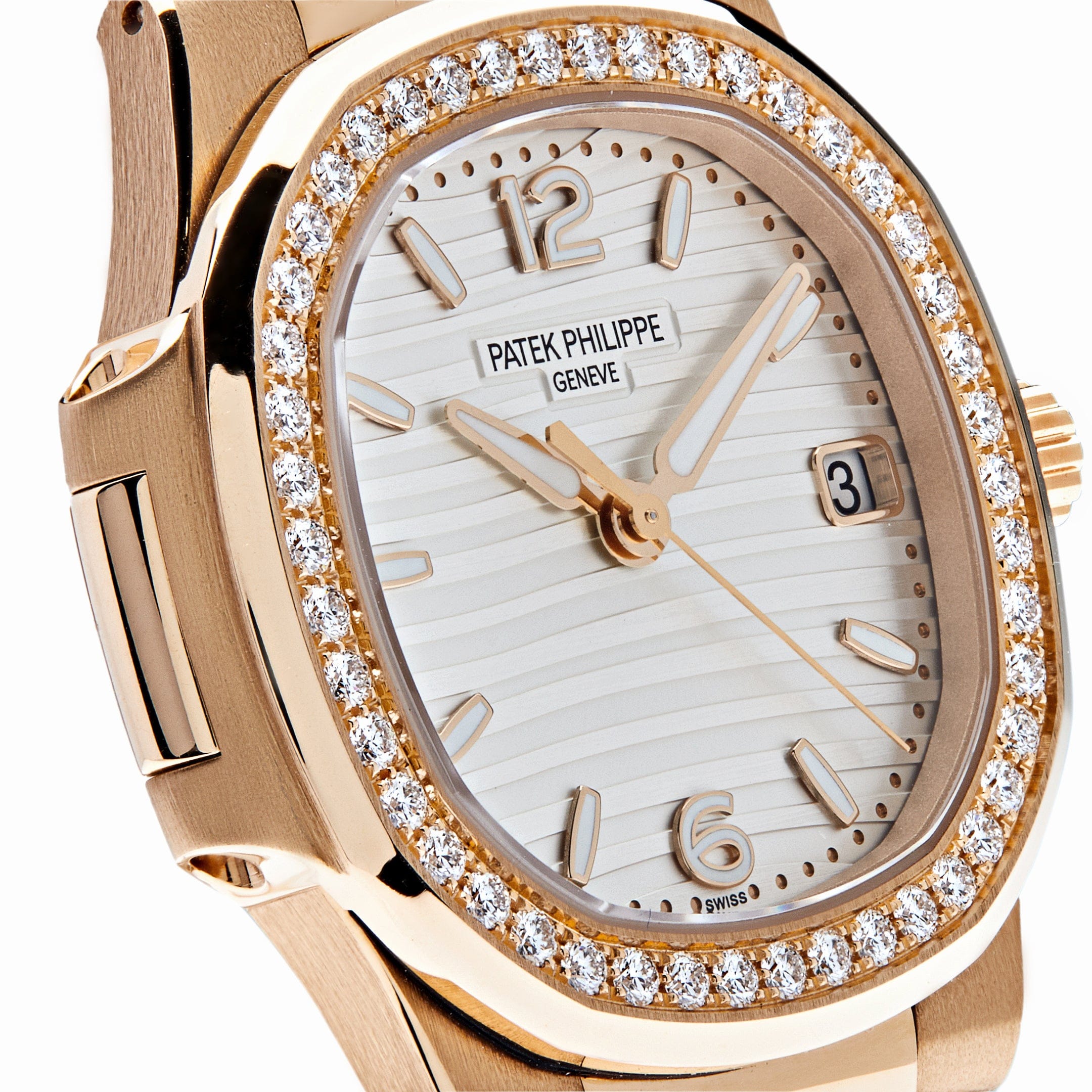 Patek Philippe Nautilus 7010/1R-011 'Ladies' Quartz Rose Gold Diamond Bezel