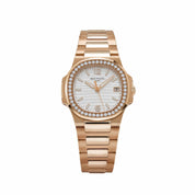 Patek Philippe Nautilus 7010/1R-011 'Ladies' Rose Gold Silver Dial Diamond Bezel Quartz