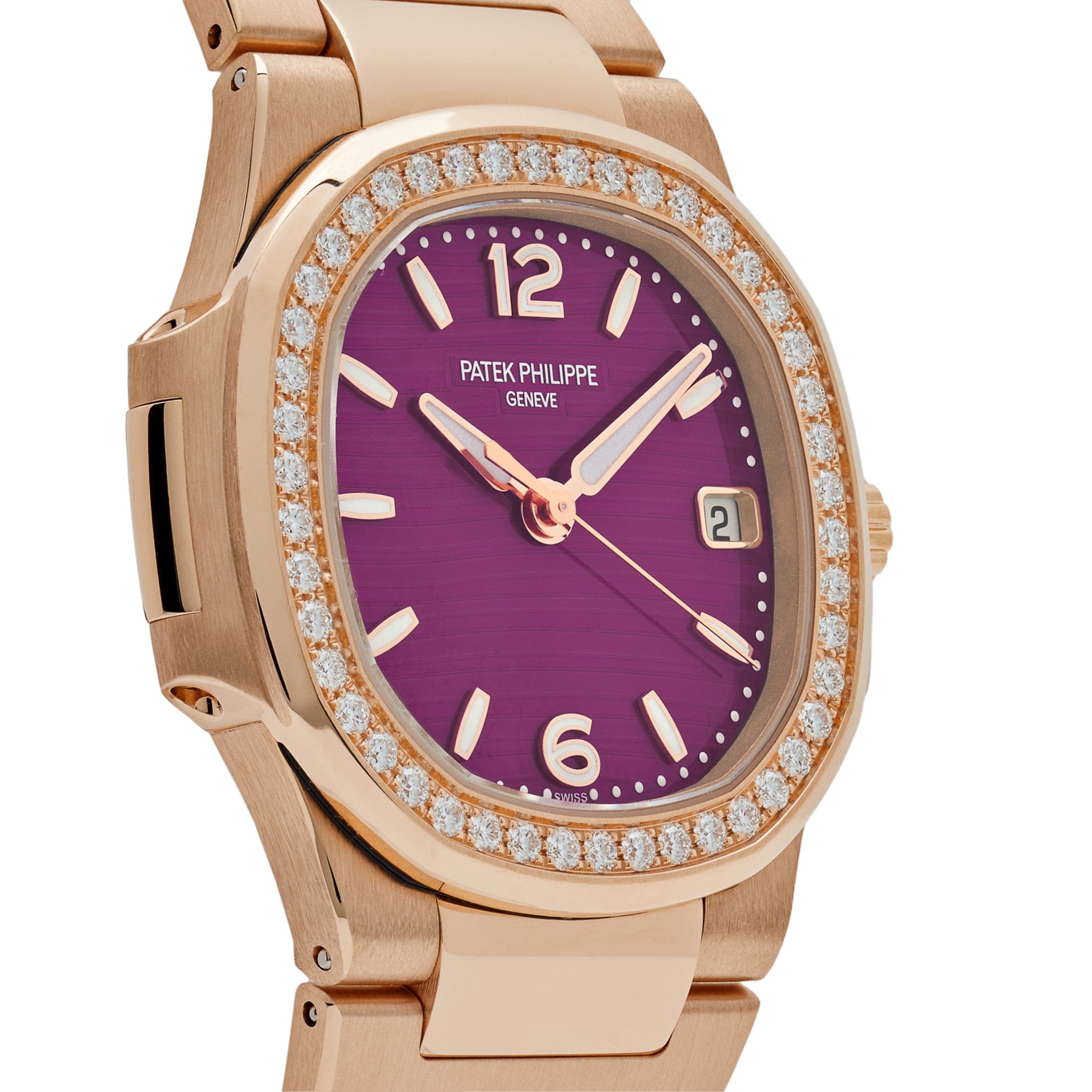 Patek Philippe Nautilus 7010/1R-013 'Ladies' Rose Gold Purple Dial Diamond Bezel Quartz (2026)