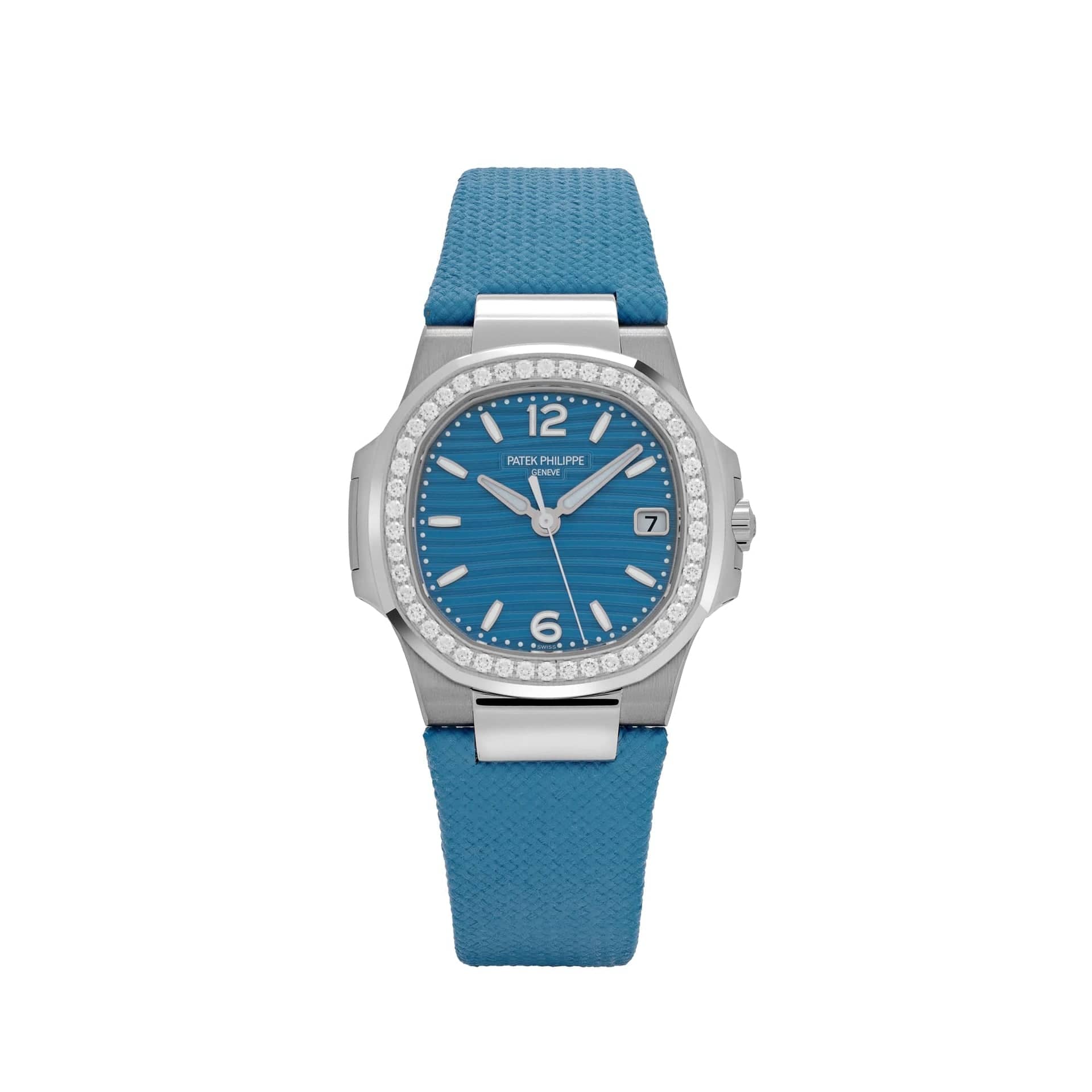 Patek Philippe Nautilus 7010G 'Ladies' White Gold Blue Dial Diamond Bezel (2025)