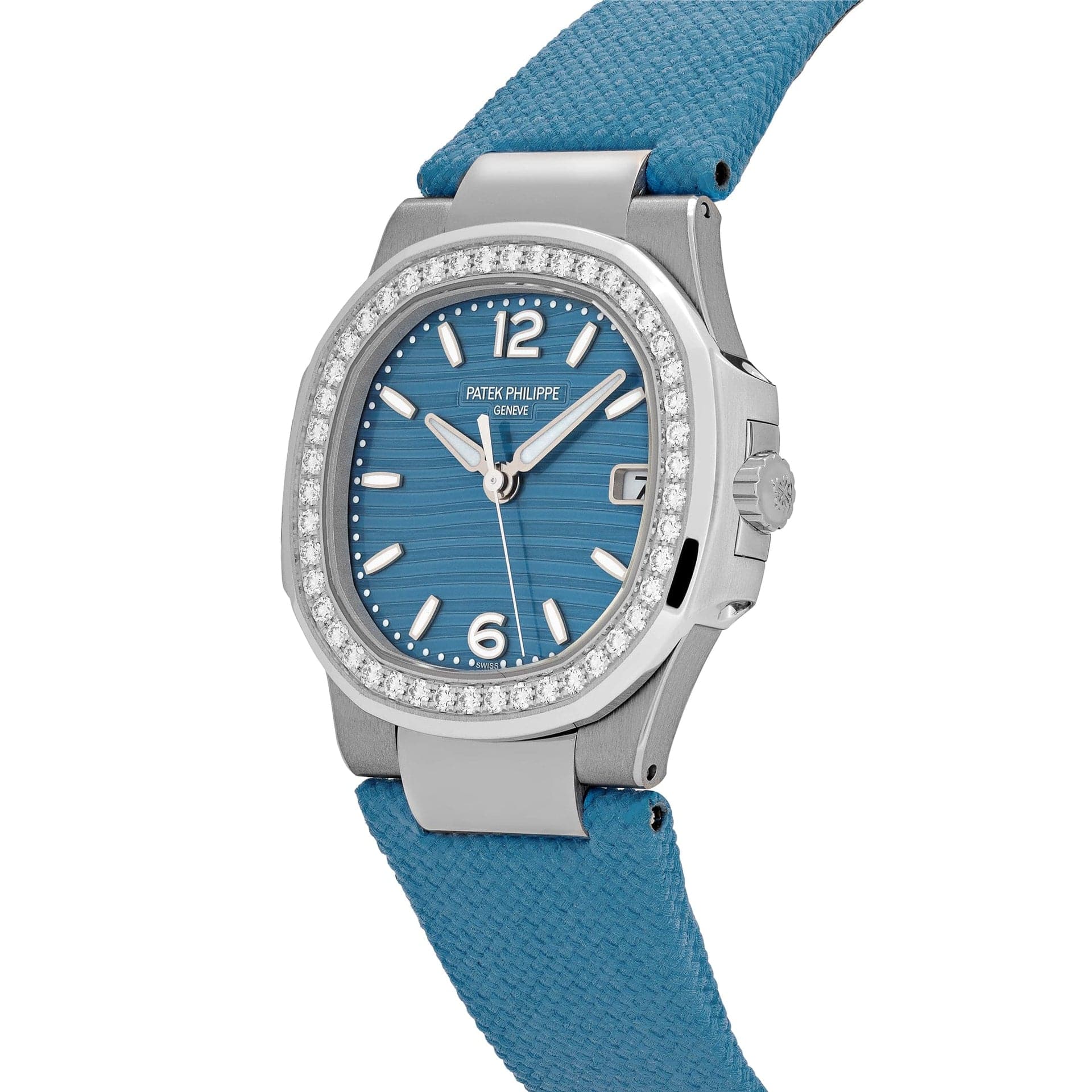 Patek Philippe Nautilus 7010G 'Ladies' White Gold Blue Dial Diamond Bezel (2025)