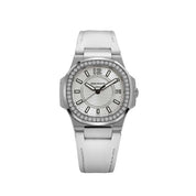 Patek Philippe Nautilus 7010G 'Ladies' White Gold Silver Dial Diamond Bezel Quartz