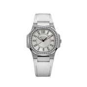 Patek Philippe Nautilus 7010G 'Ladies' White Gold Silver Dial Diamond Bezel Quartz