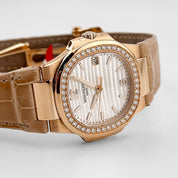 Patek Philippe Nautilus 7010R-011 'Ladies' Rose Gold Silvery Opaline Dial Diamond Bezel