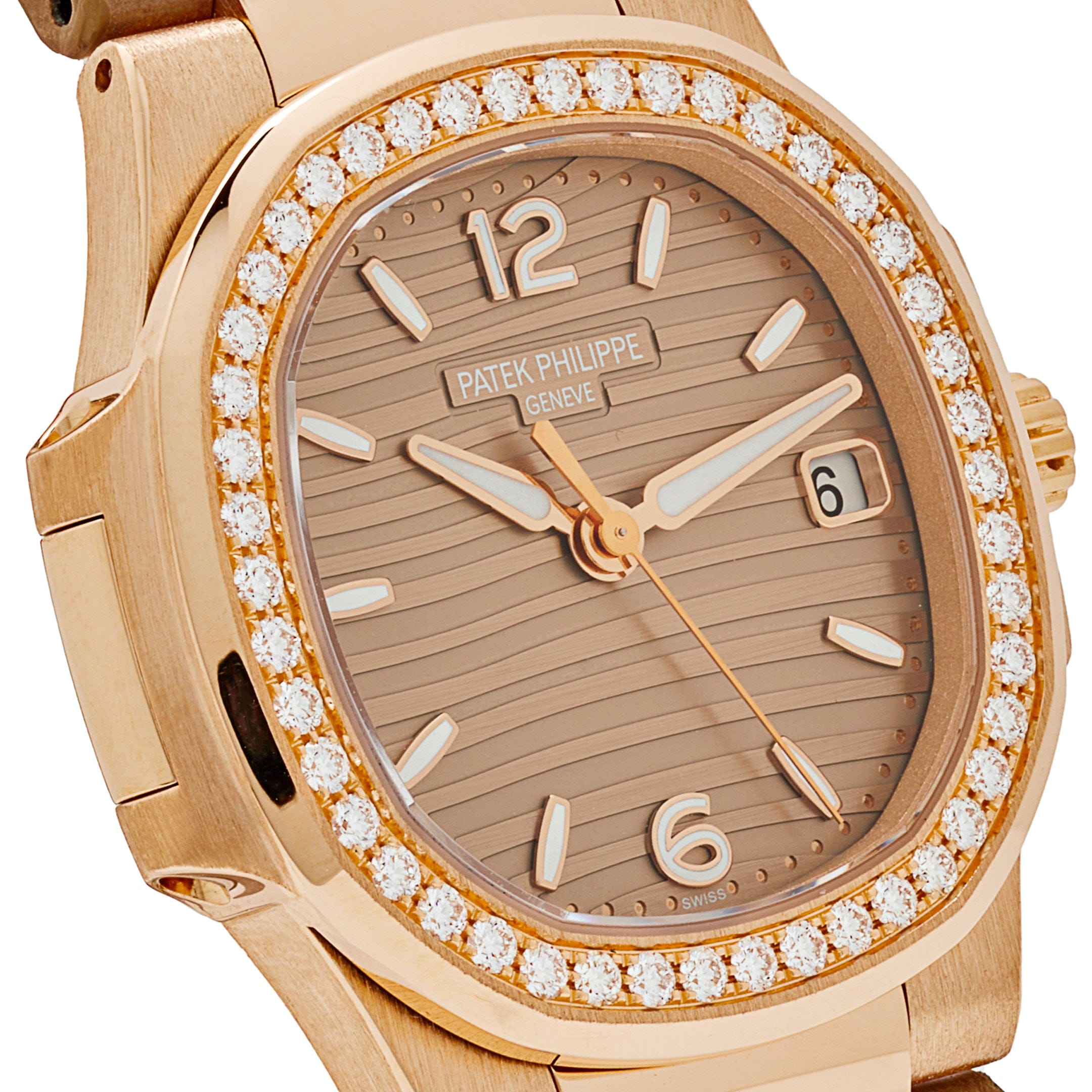 Patek Philippe Nautilus 7010R-012 'Ladies' Quartz Rose Gold Diamond Bezel