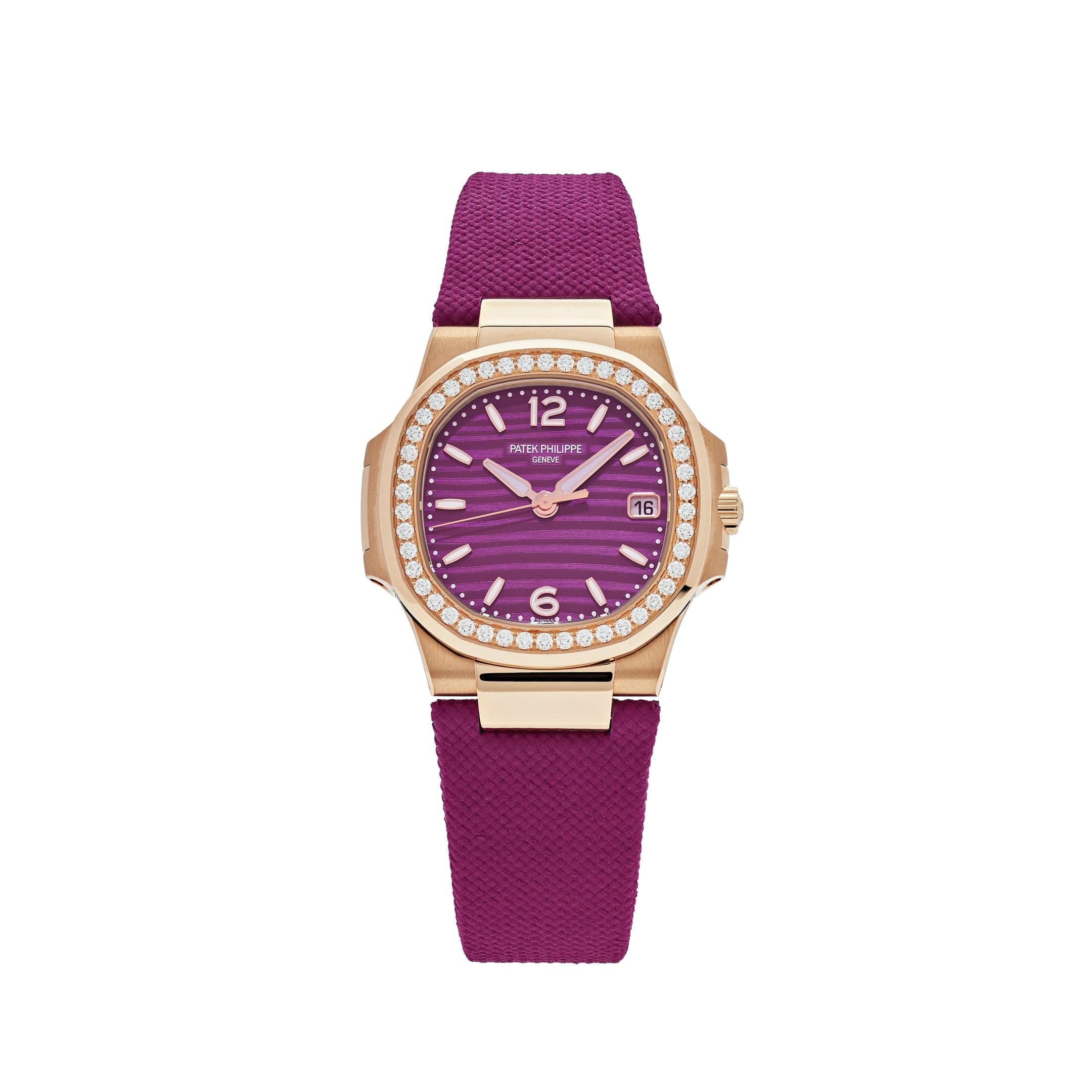 Patek Philippe Nautilus 7010R-013 'Ladies' Rose Gold Purple Dial Diamond Bezel (2024)