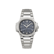 Patek Philippe Nautilus 7018/1A-010 'Ladies' Stainless Steel Blue Mother Of Pearl Dial Diamond Bezel