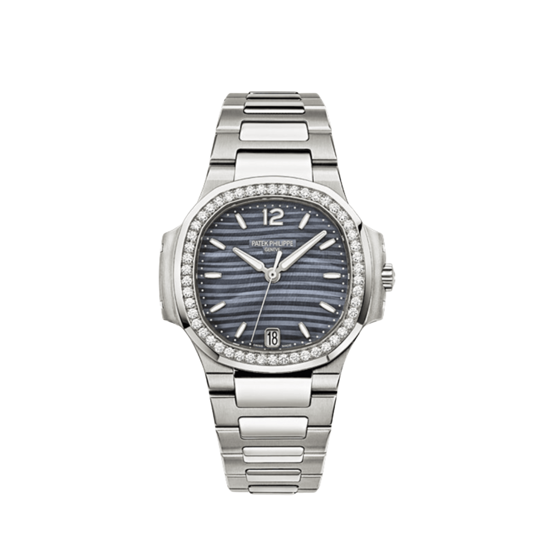 1A-010 'Ladies' Stainless Steel Blue Mother Of Pearl Dial Diamond Bezel