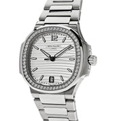 Patek Philippe Nautilus 7118/1200A-010 'Ladies' Stainless Steel Silver Dial Diamond Bezel