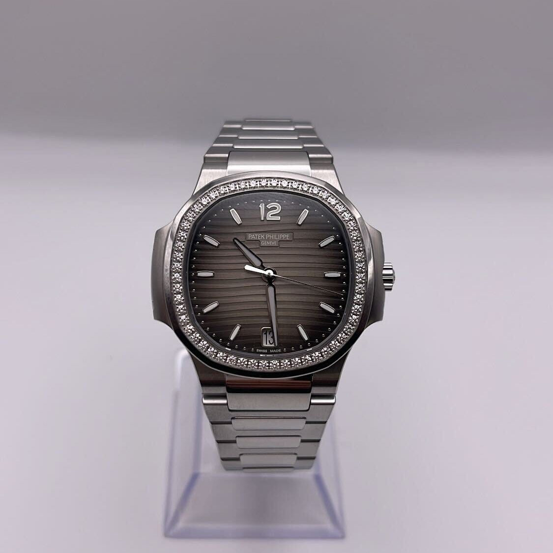 1200A-011 Ladies' Stainless Steel Gray Dial Diamond Bezel