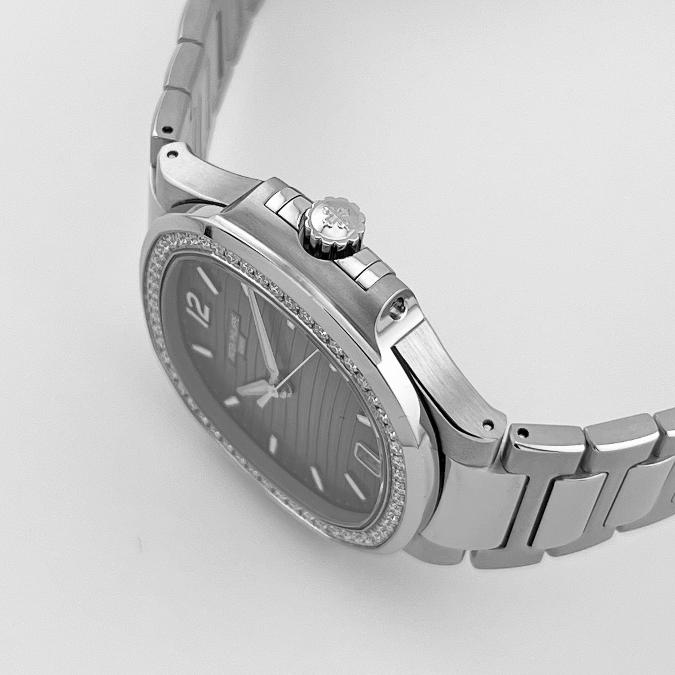 Patek Philippe Nautilus 7118/1200A-011 'Ladies' Stainless Steel Grey Dial Diamond Bezel