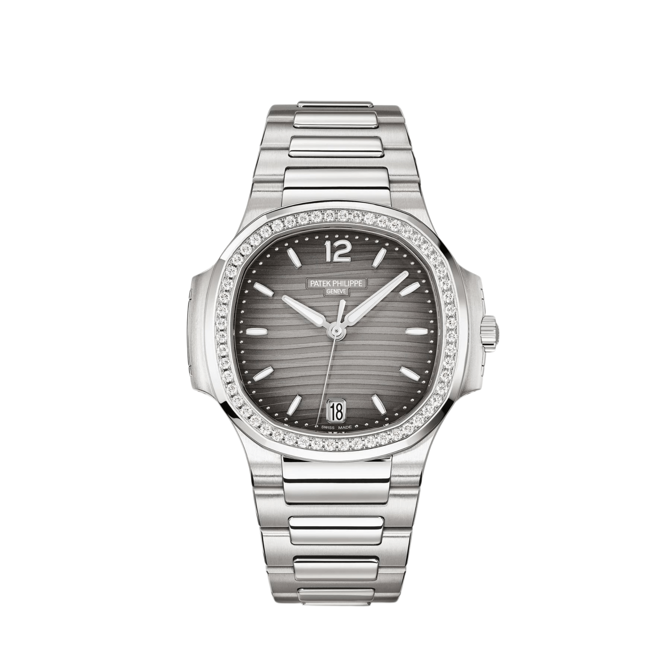 Patek Philippe Nautilus 7118/1200A-011 'Ladies' Stainless Steel Grey Dial Diamond Bezel