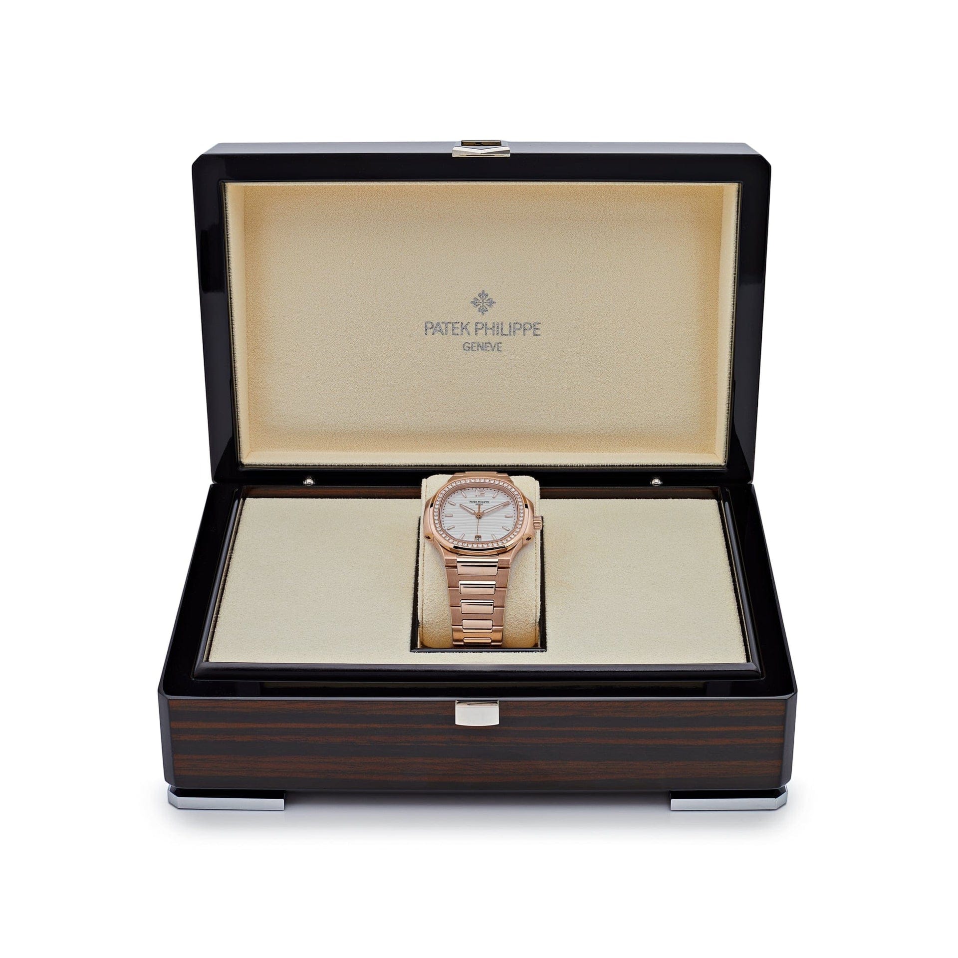 Patek Philippe Nautilus 7118/1200R-001 'Ladies Automatic' Rose Gold Silver Dial Diamond Bezel (2020)