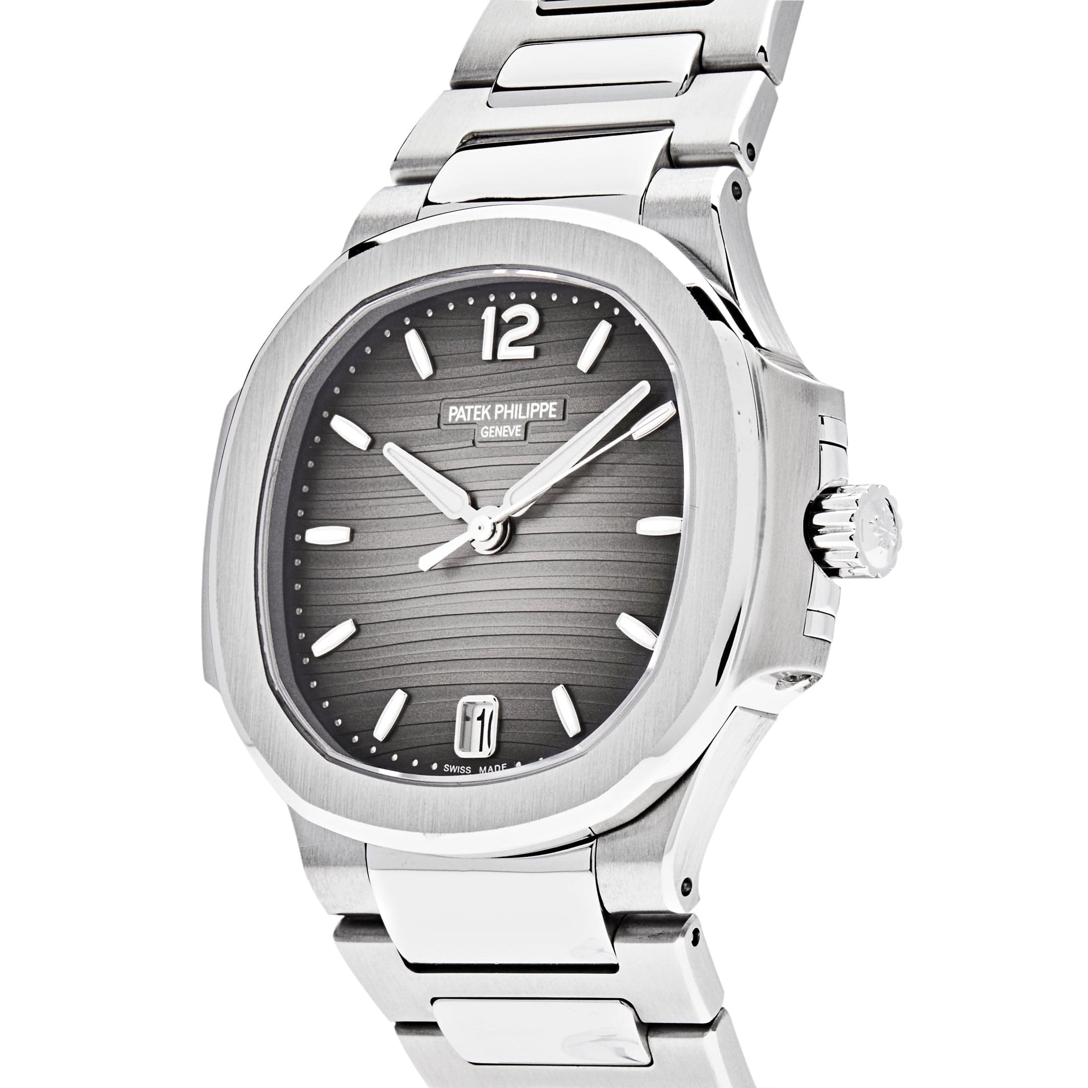 Luxury Watch Patek Philippe Ladies Nautilus Stainless Steel Smoke Grey Dial 7118/1A-011 Wrist Aficionado