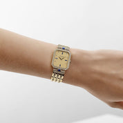 Patek Philippe Octagonal Watch 3847/001 Vintage 'Ladies' Yellow Gold Champagne Dial Blue Sapphire and Diamond-Set