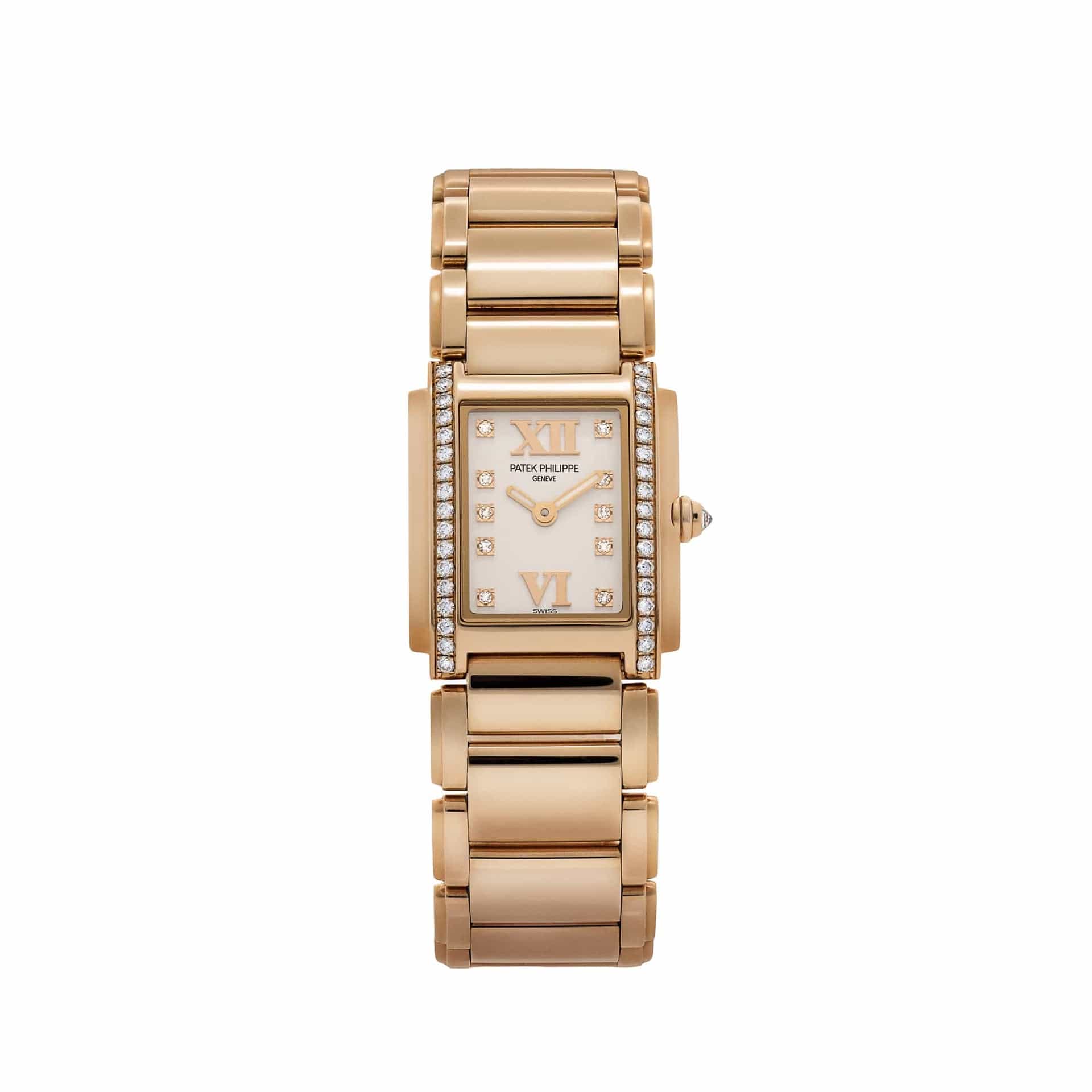 Patek Philippe Twenty-4 4908/11R-011 ‘Ladies’ Rose Gold White Diamond Dial Diamond Bezel Quartz